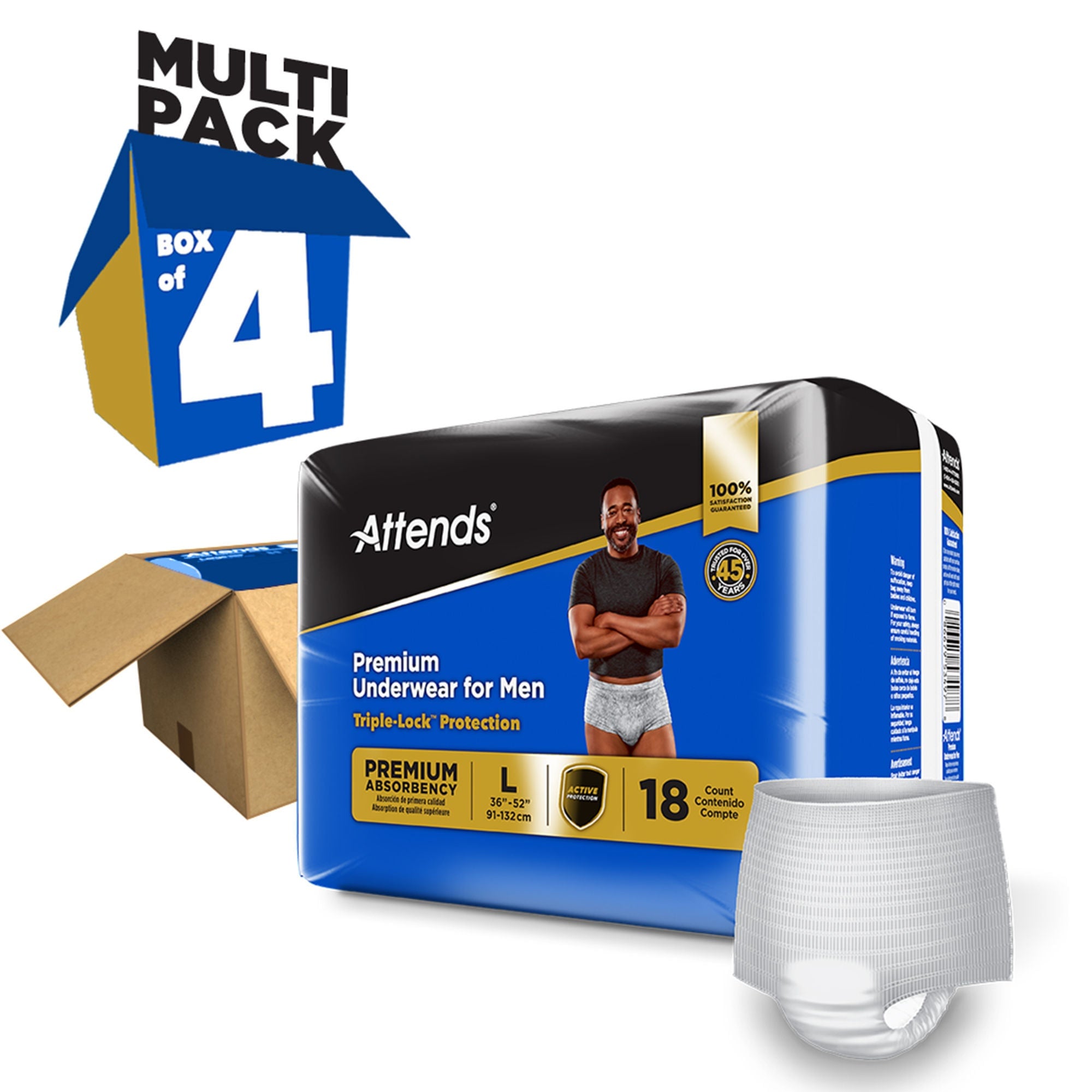 Attends Healthcare Products - PRMM30 Absorbent Underwear Attends® Premium Pull On with Tear Away Seams Adult Large Male Disposable Heavy Absorbency