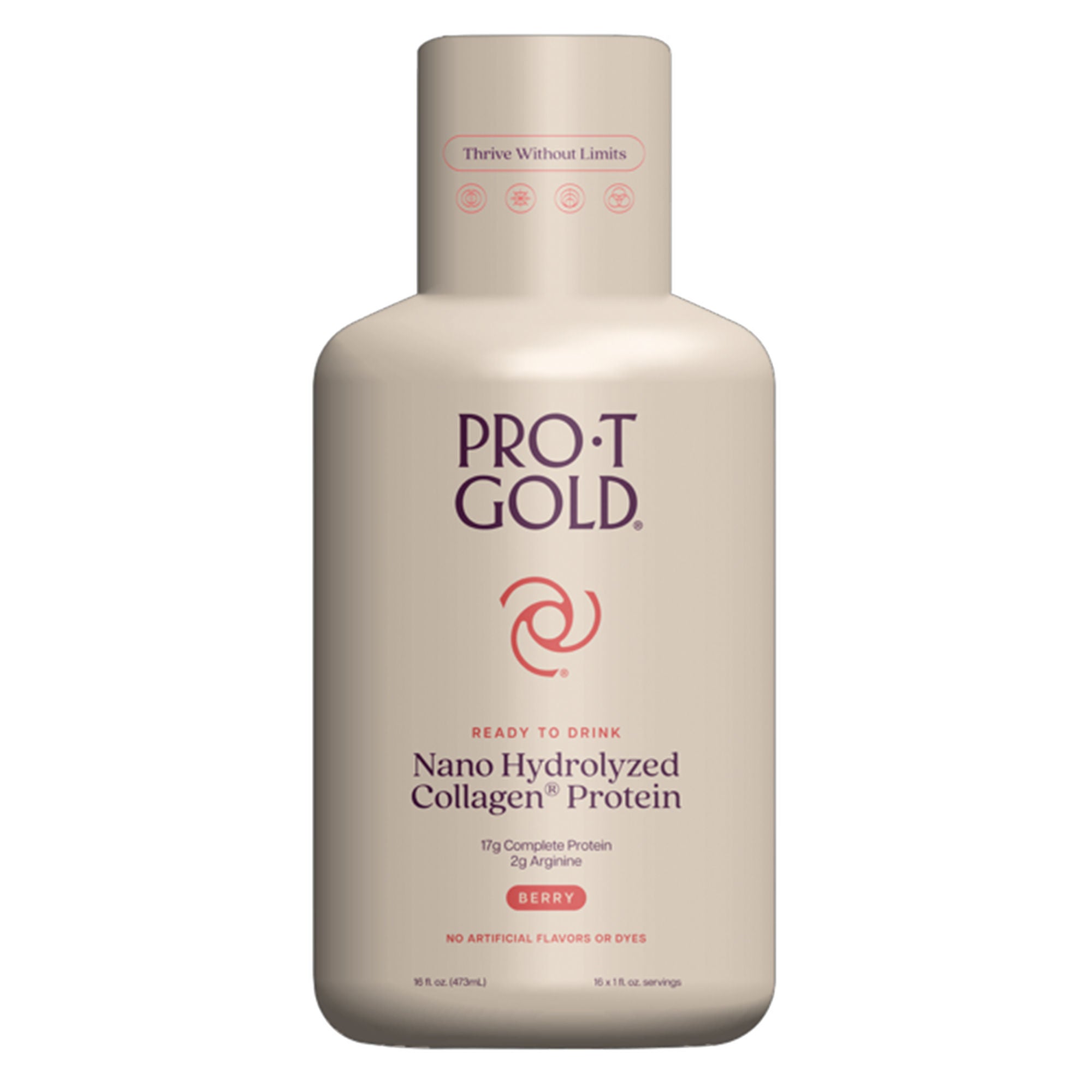 OP2 Labs Inc - 851010004218 Oral Supplement ProT GOLD Liquid Protein Sugar Free Berry Flavor Liquid 16 oz. Bottle