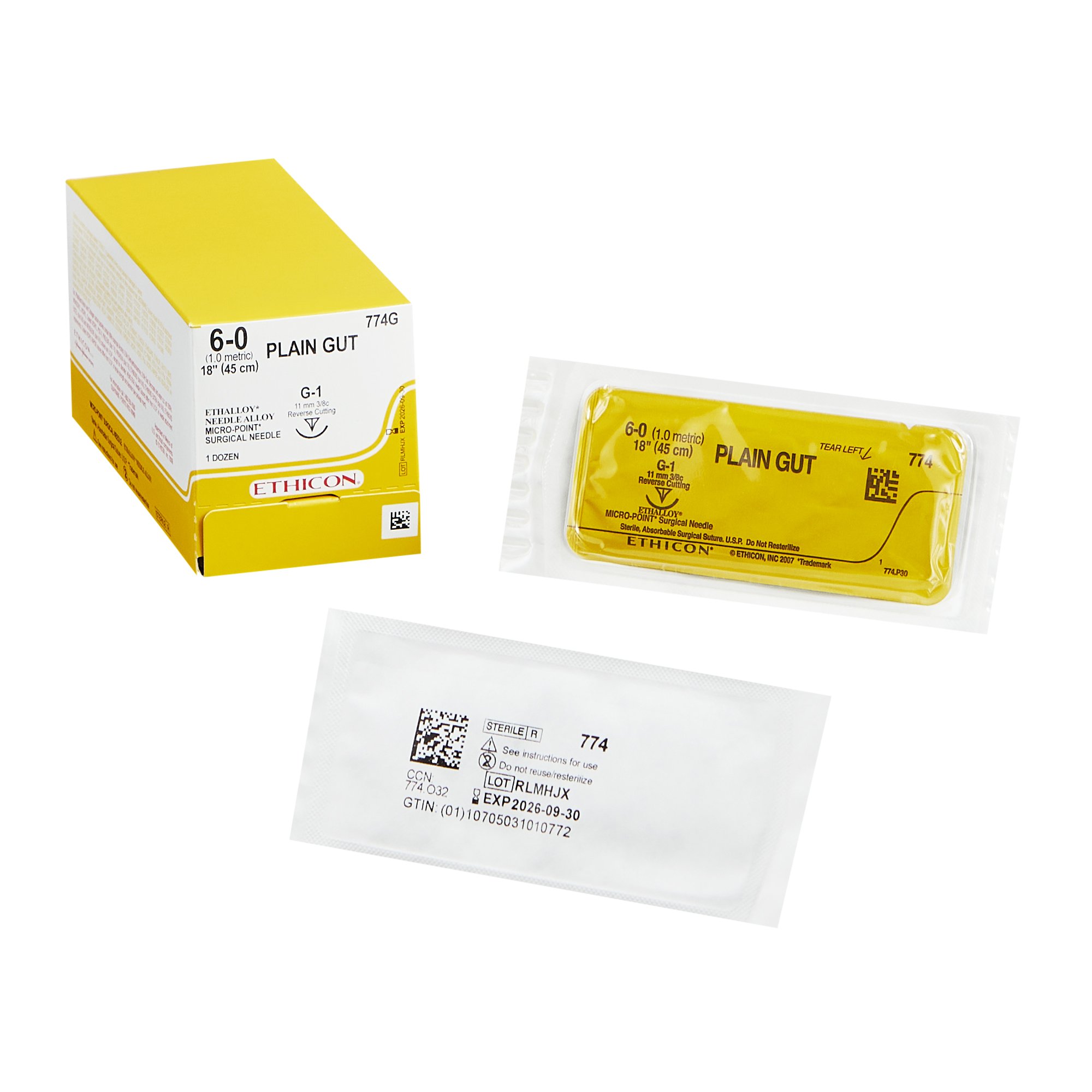 GUT PLAIN Absorbable Suture with Needle 774G by J & J Healthcare Systems