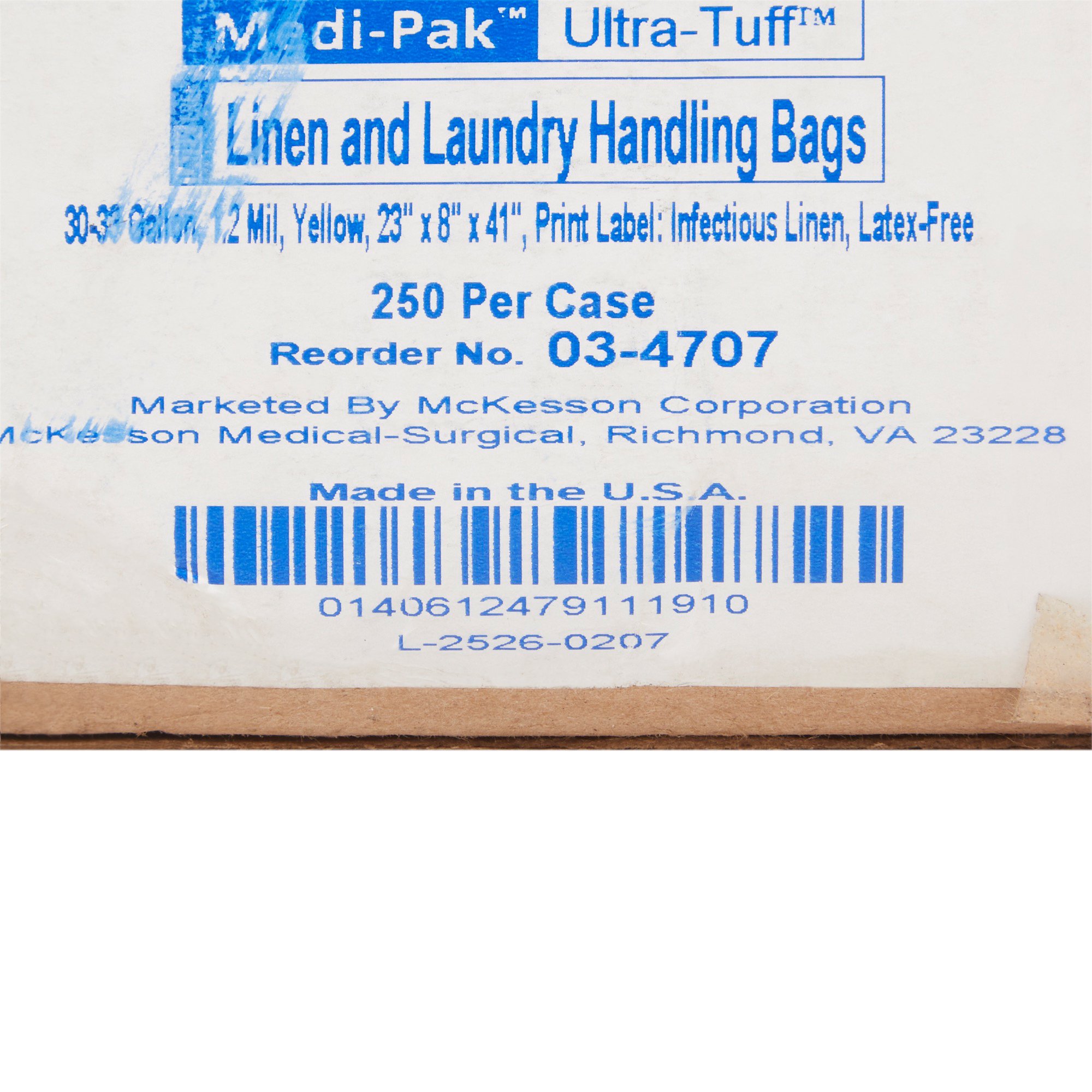 McKesson Brand 03-4707 - McKesson Infectious Linen Bag, 30 – 33 gallon Capacity, 8 x 23 x 41 Inch - 250/Case