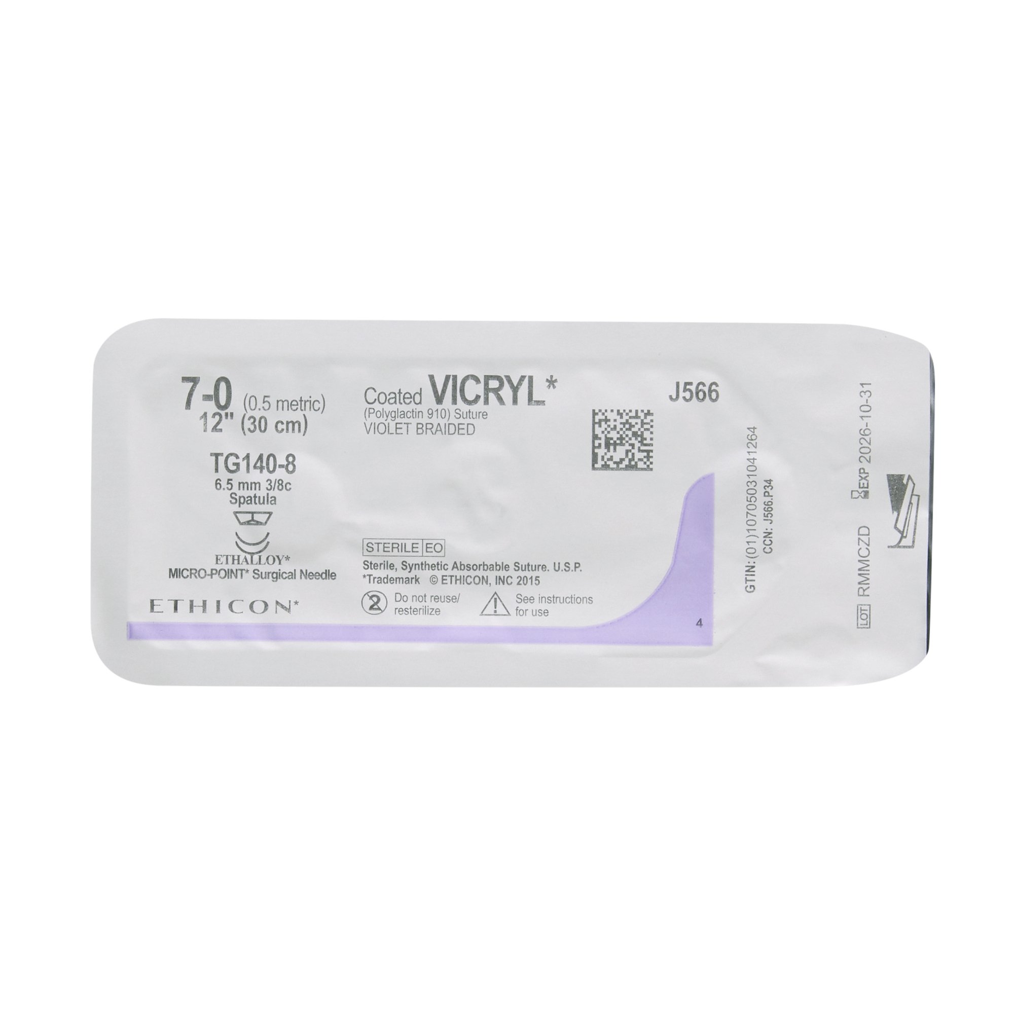 J & J Healthcare Systems J566G - Coated Vicryl™ Suture with Needle - 12/Dozen, 12/Box