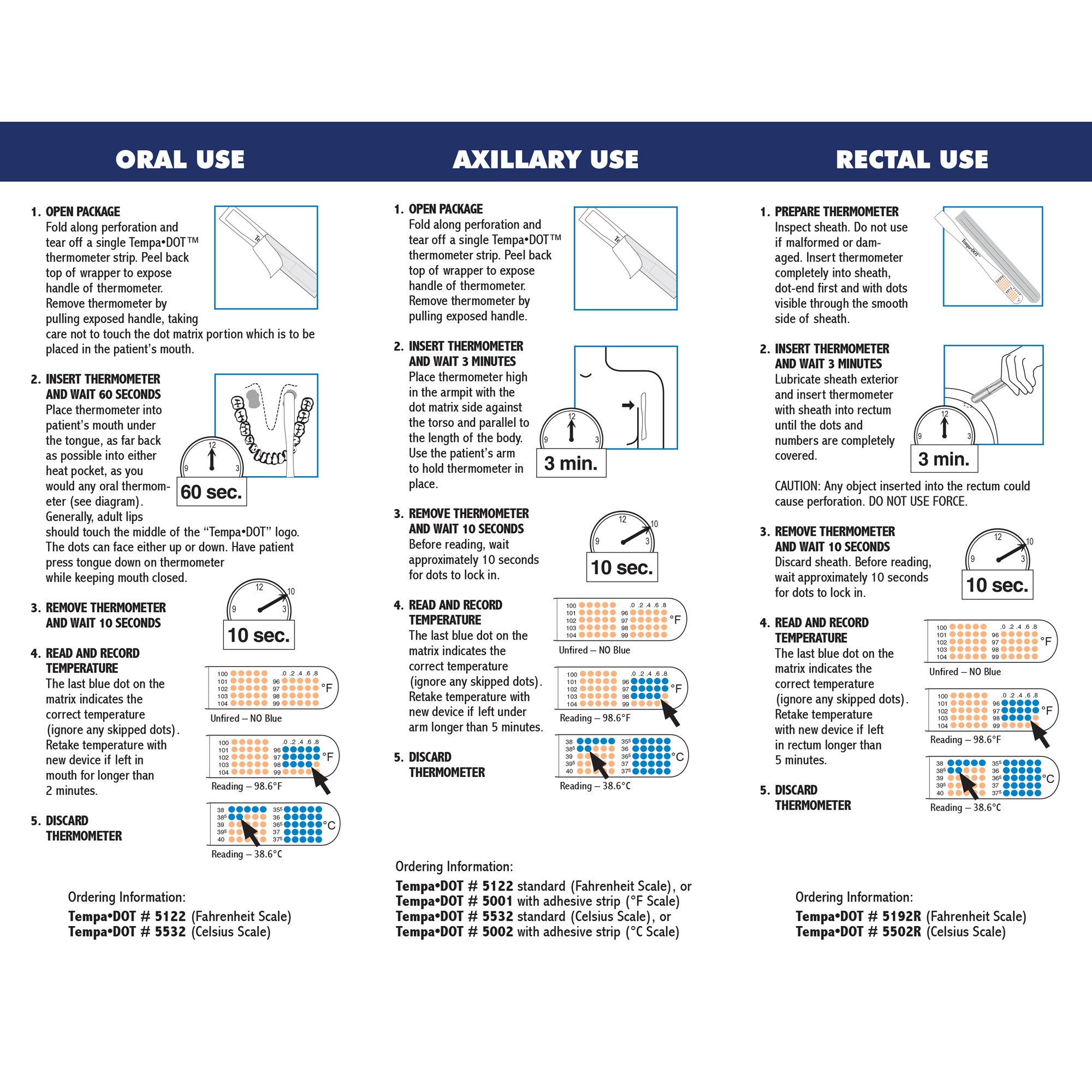Medical Indicators - 5122 Medical Indicators Tempa·DOT™ Oral / Axillary Thermometer