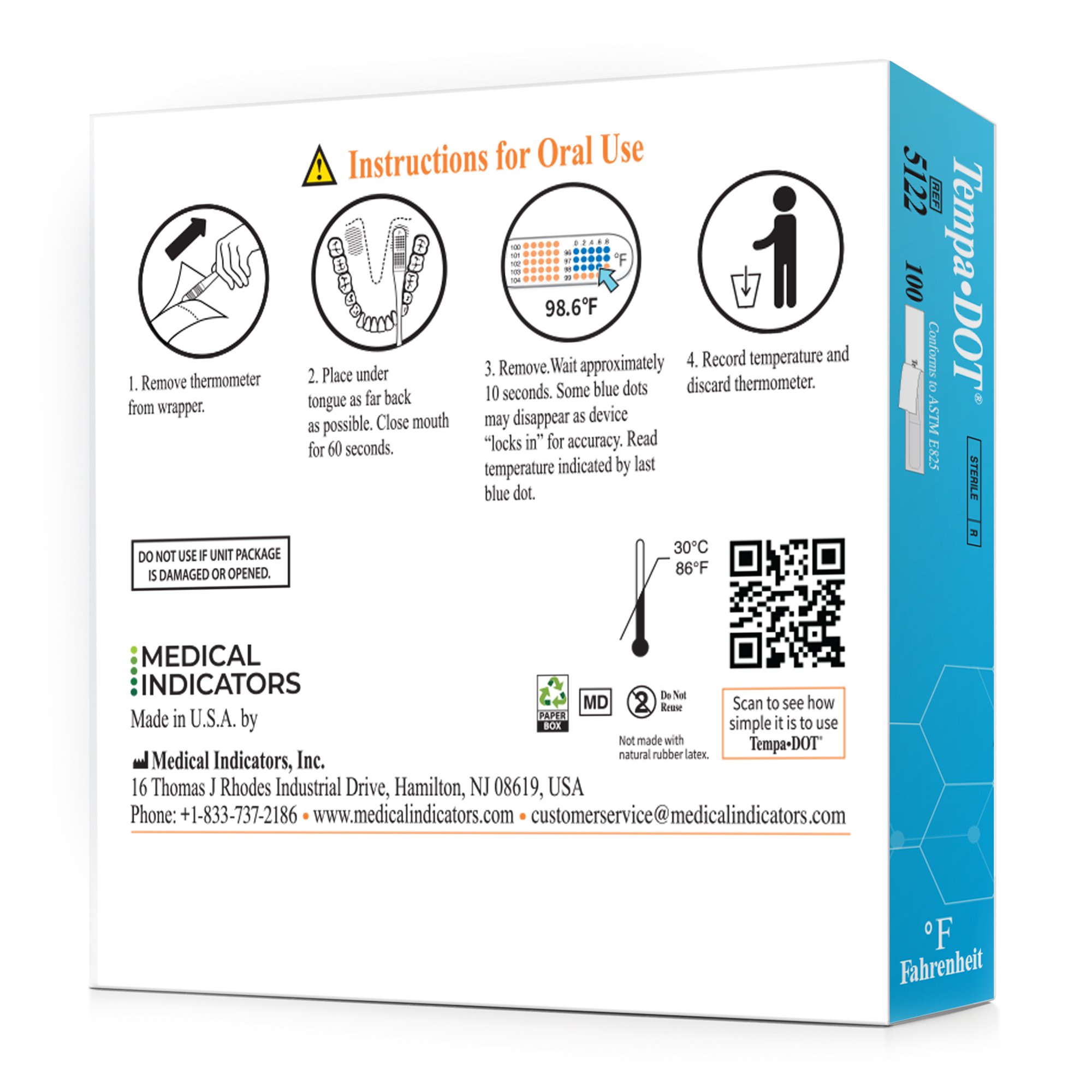 Medical Indicators - 5122 Medical Indicators Tempa·DOT™ Oral / Axillary Thermometer