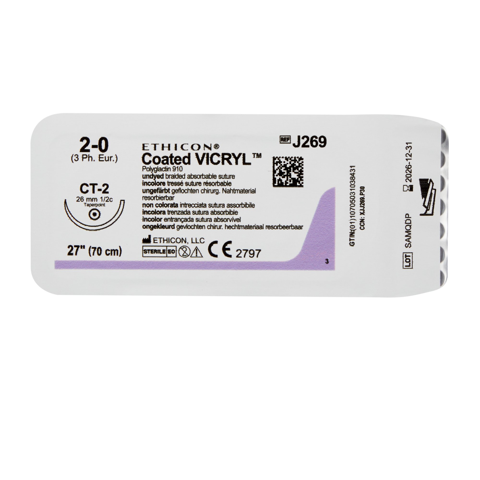 J & J Healthcare Systems J269H - Coated Vicryl™ Suture with Needle - 12/Dozen, 36/Box