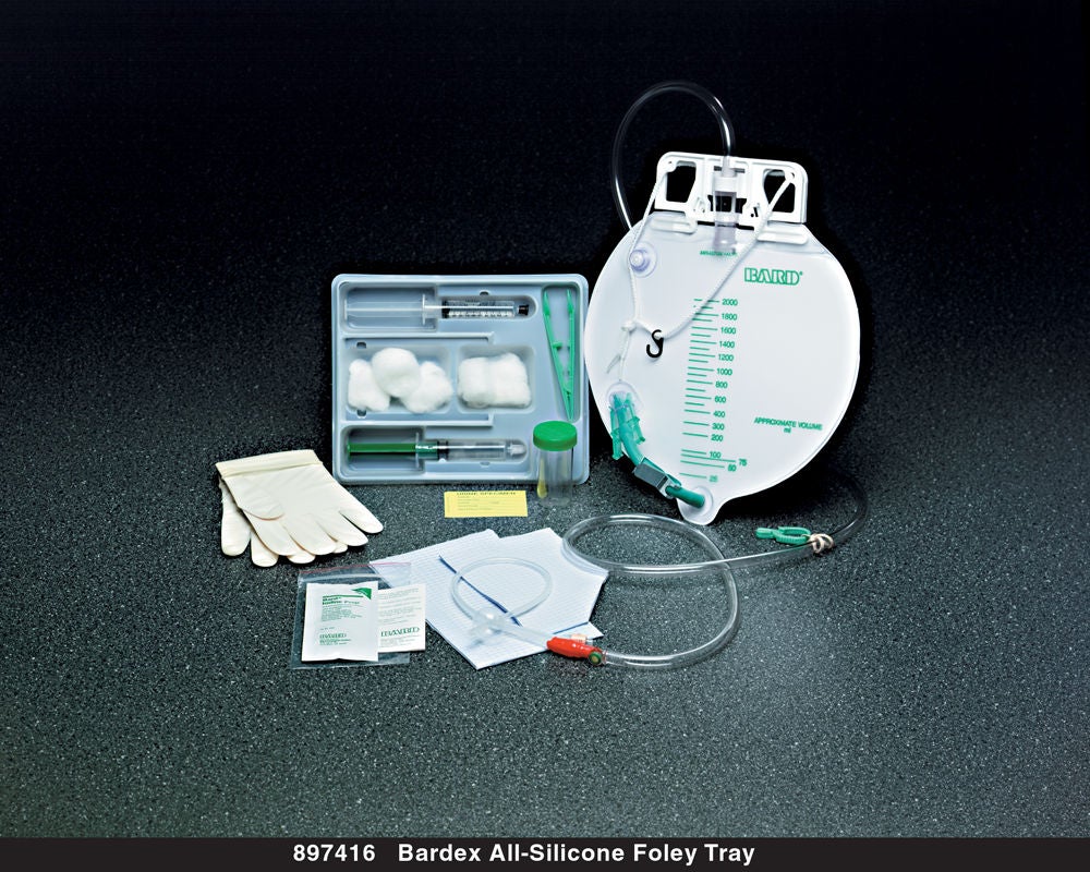 Bard - 897414 Indwelling Catheter Tray Bardex® Center Entry Foley 14 Fr. 5 cc Balloon Silicone