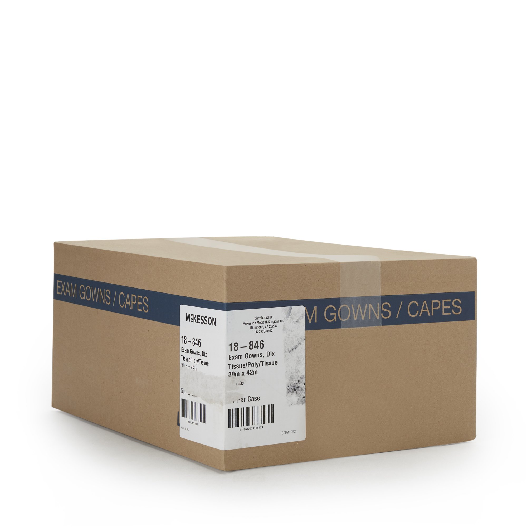McKesson Brand 18-846 - McKesson Patient Exam Gown, One Size Fits Most, White - 1/Each, 50/Case