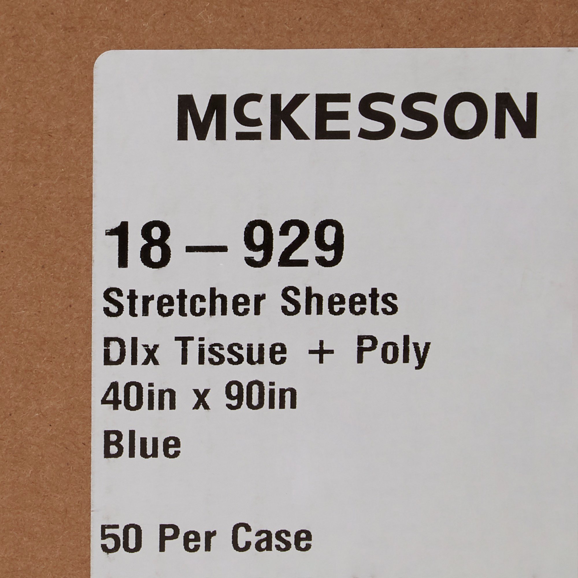 McKesson Brand 18-929 - McKesson Blue Flat Stretcher Sheet, 40 x 90 Inch - 50/Case