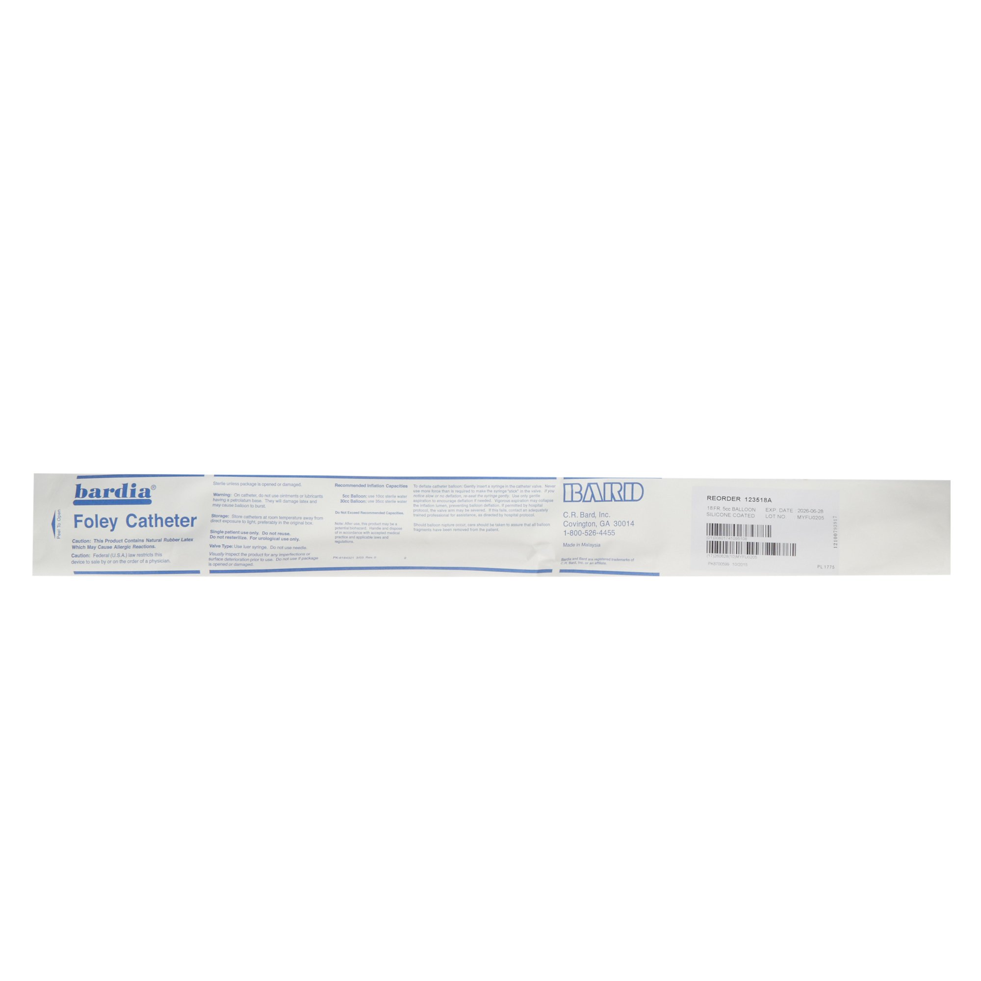 Bard - 123518A Bardia® Silicone Coated Foley Catheter