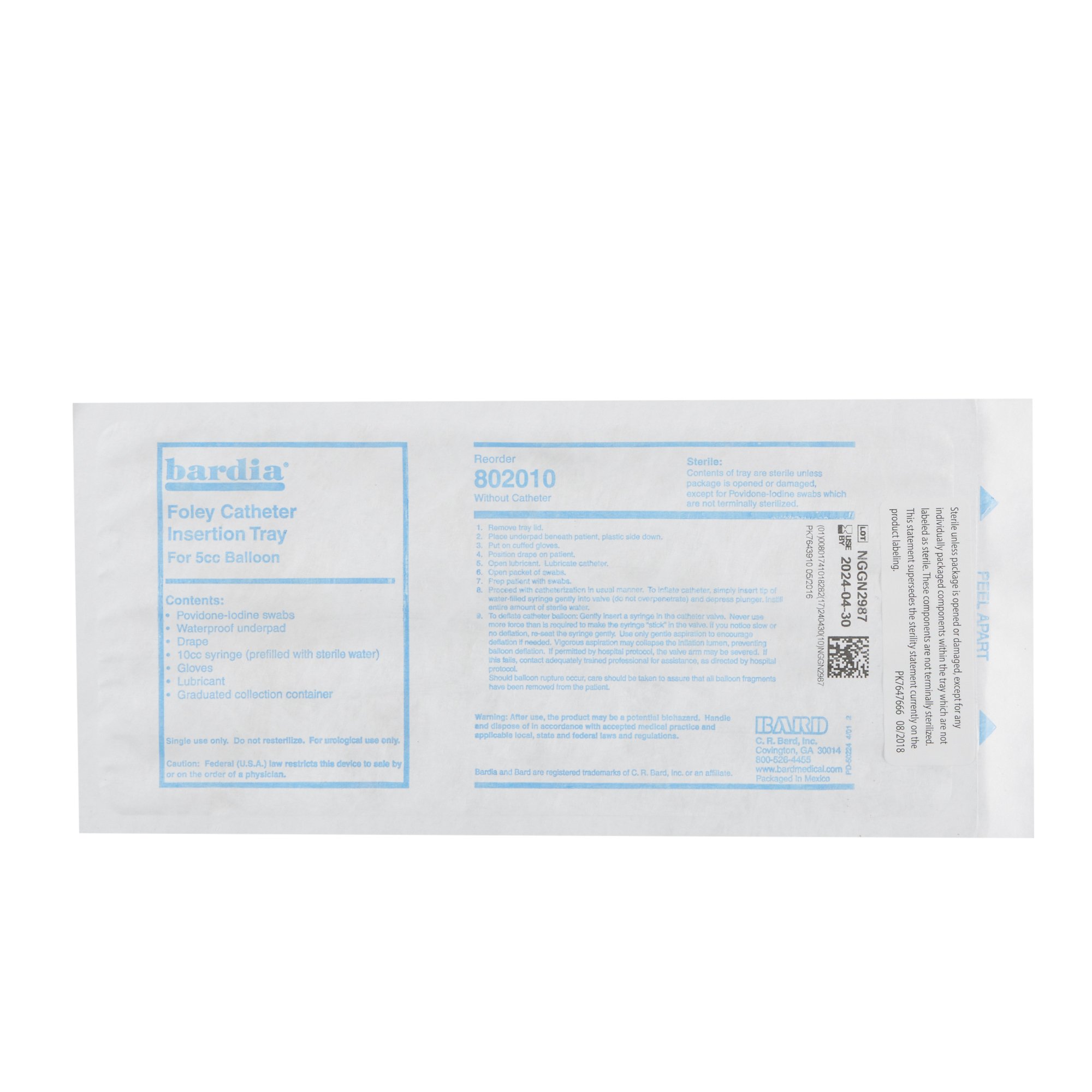 Bard - 802010 Bardia® Catheter Insertion Tray