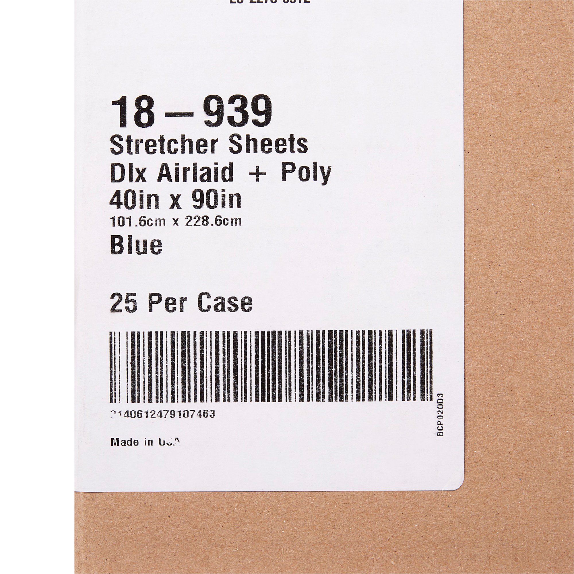 McKesson Brand 18-939 - McKesson Blue Flat Stretcher Sheet, 40 x 90 Inch - 25/Case