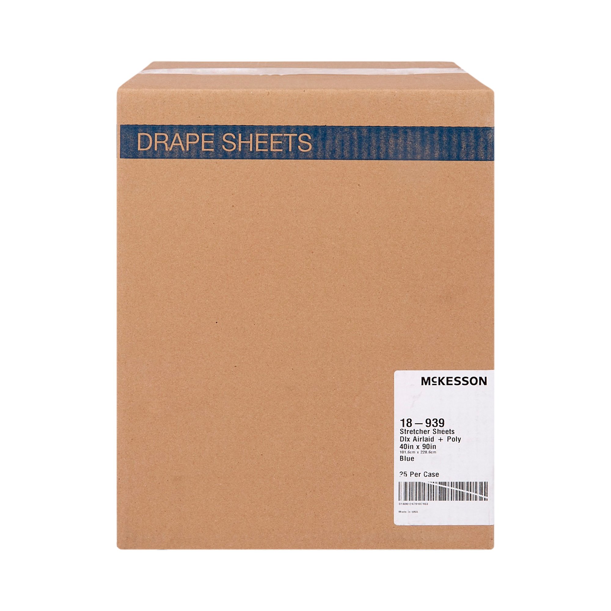 McKesson Brand 18-939 - McKesson Blue Flat Stretcher Sheet, 40 x 90 Inch - 25/Case