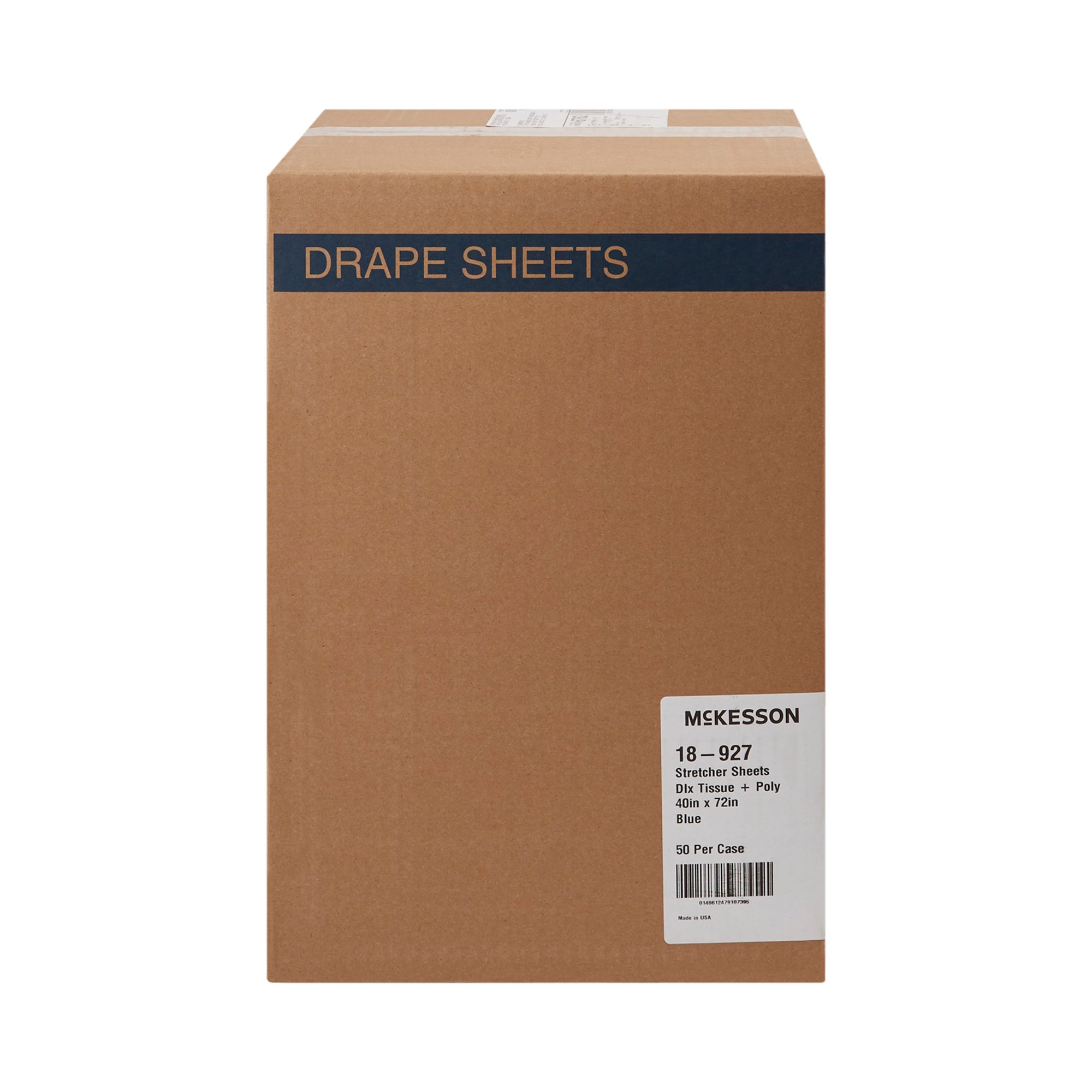 McKesson Brand 18-927 - McKesson Blue Flat Stretcher Sheet, 40 x 72 Inch - 50/Case