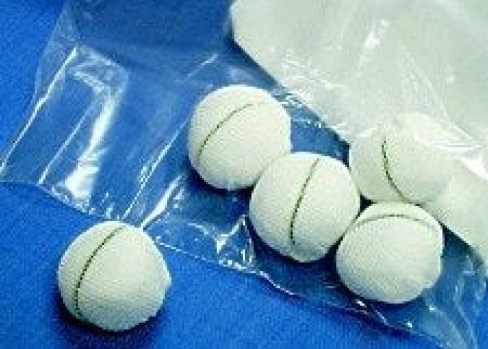 First Aid - 34116010 Surgical Tonsil Sponge Fabco® X-Ray Detectable Cotton Gauze 1-1/2 Inch Diameter 5 Count Pouch Sterile