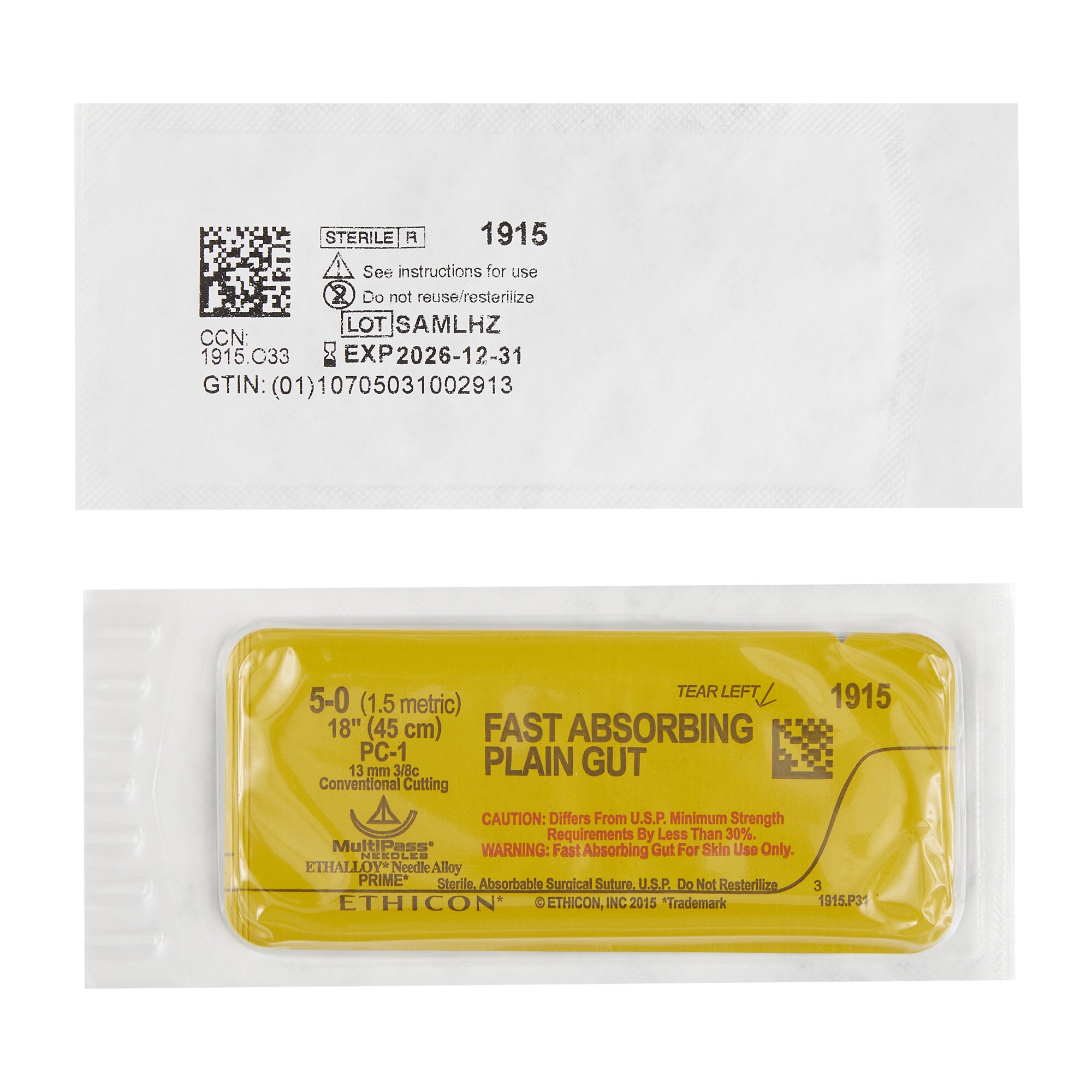 J & J Healthcare Systems 1915G - Fast Absorbing Suture with Needle - 12/Dozen, 12/Box