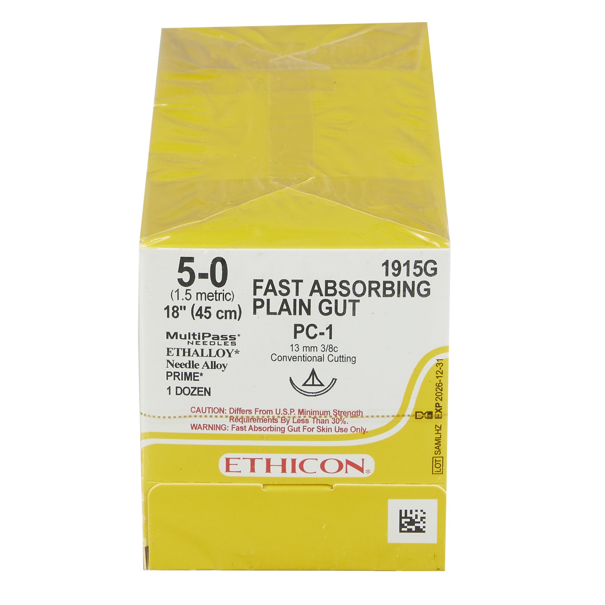 J & J Healthcare Systems 1915G - Fast Absorbing Suture with Needle - 12/Dozen, 12/Box