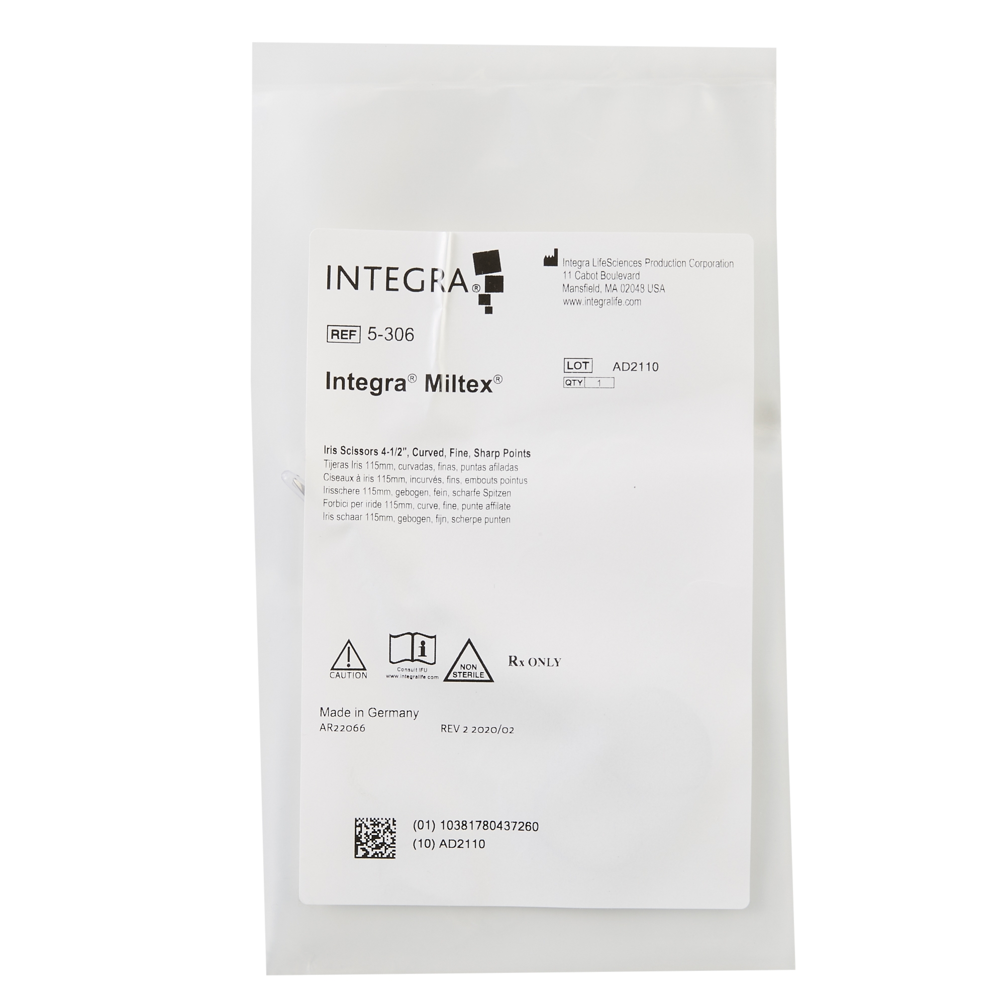 Integra Lifesciences 5-306 - Miltex® Iris Scissors - 1/Each