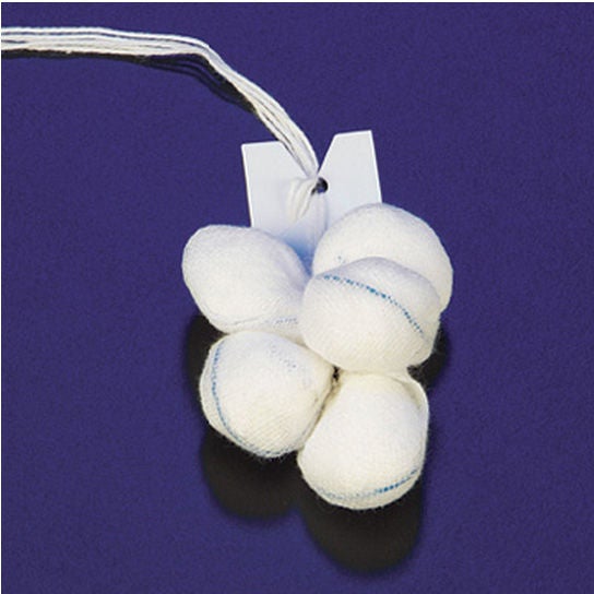 DeRoyal - 30-037 Surgical Tonsil Sponge X-Ray Detectable Cotton Gauze 7/8 Inch Diameter 5 Count Card Sterile