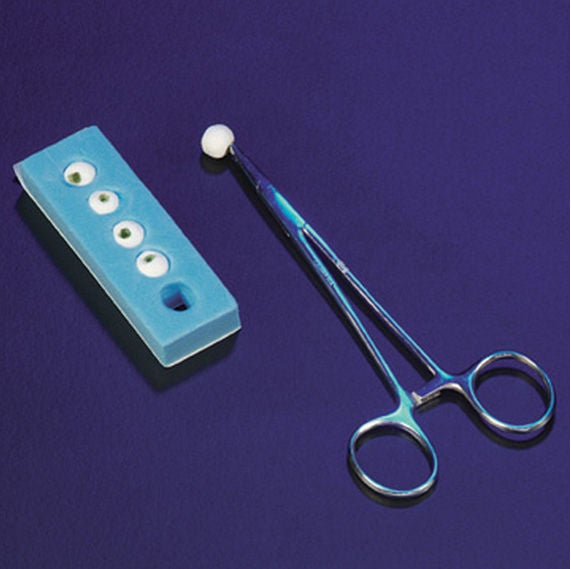 DeRoyal - 30-115 Hard Dissector Surgical Sponge X-Ray Detectable Gauze 3/8 Inch Diameter 5 Count Count Holder Sterile
