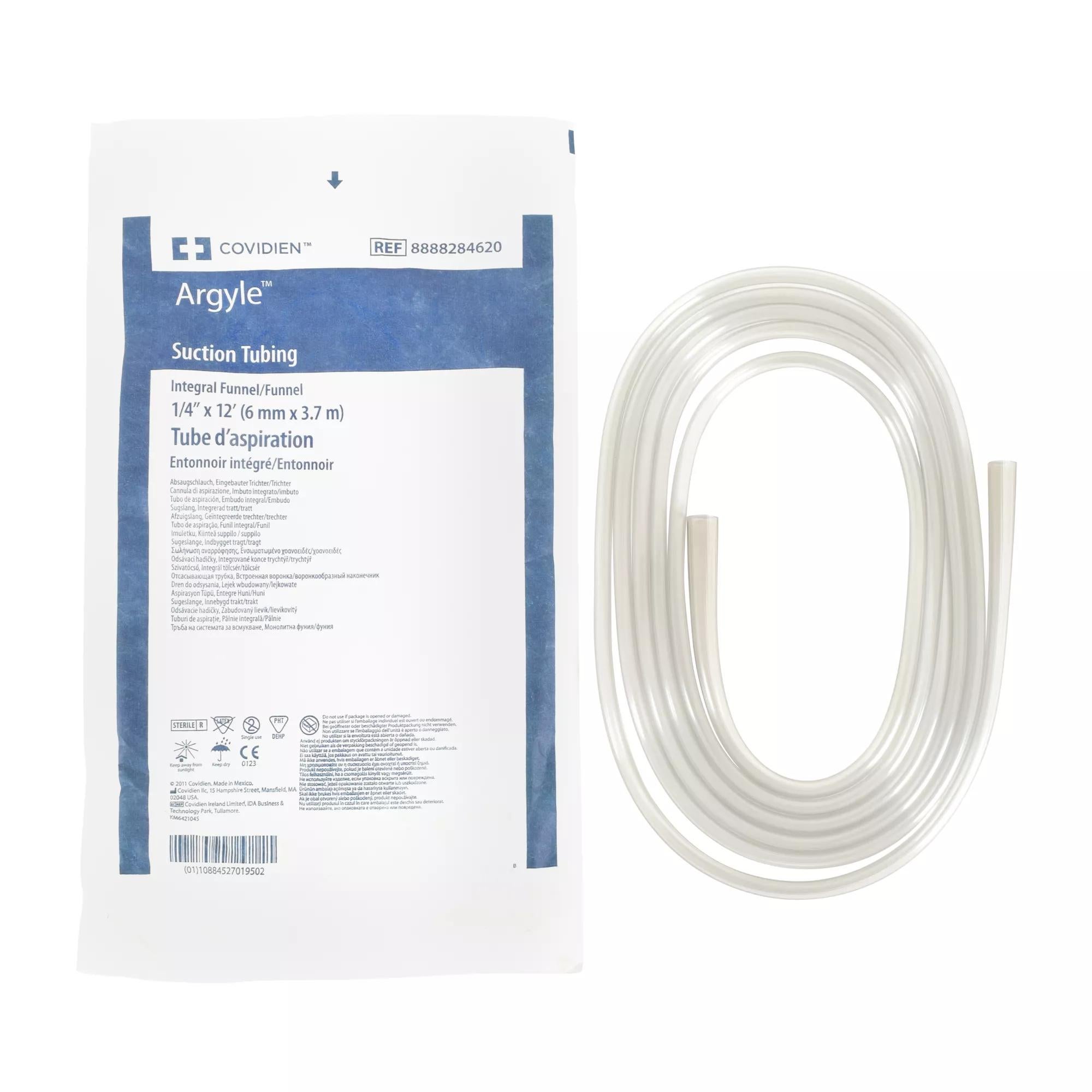 Cardinal - 8888284620 Suction Tubing Argyle® Clear 1/4 Inch I.D. 12 Foot Length Non-Conductive Plastic Sterile