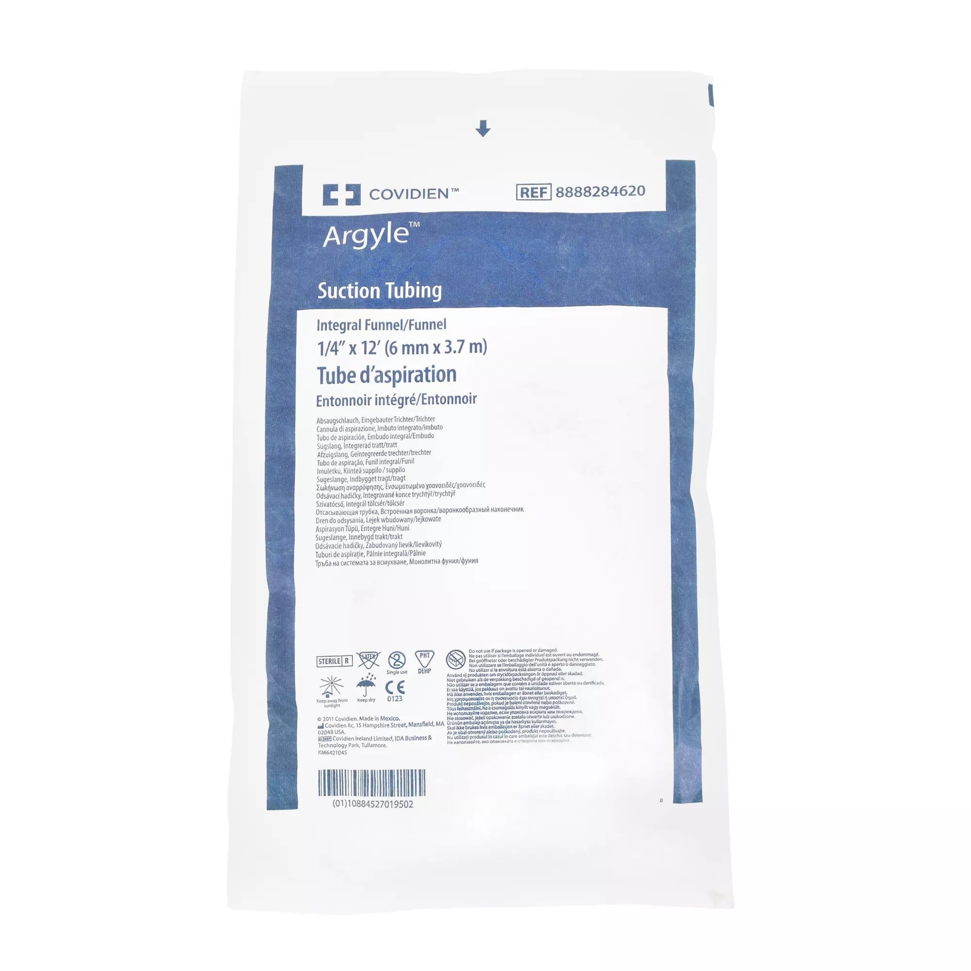 Cardinal - 8888284620 Suction Tubing Argyle® Clear 1/4 Inch I.D. 12 Foot Length Non-Conductive Plastic Sterile