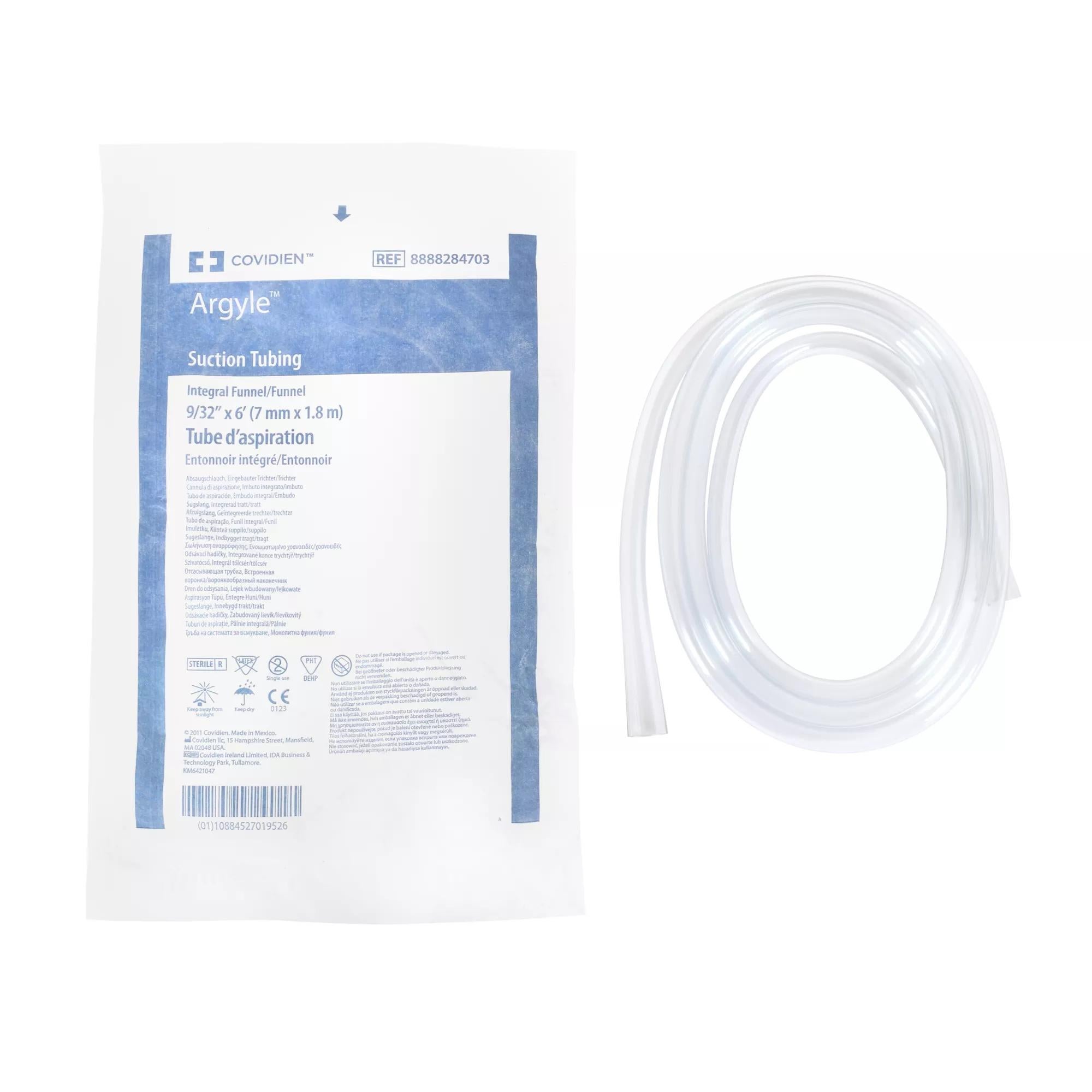 Cardinal - 8888284703 Suction Tubing Argyle® Clear 9/32 Inch I.D. 6 Foot Length Non-Conductive Plastic Sterile
