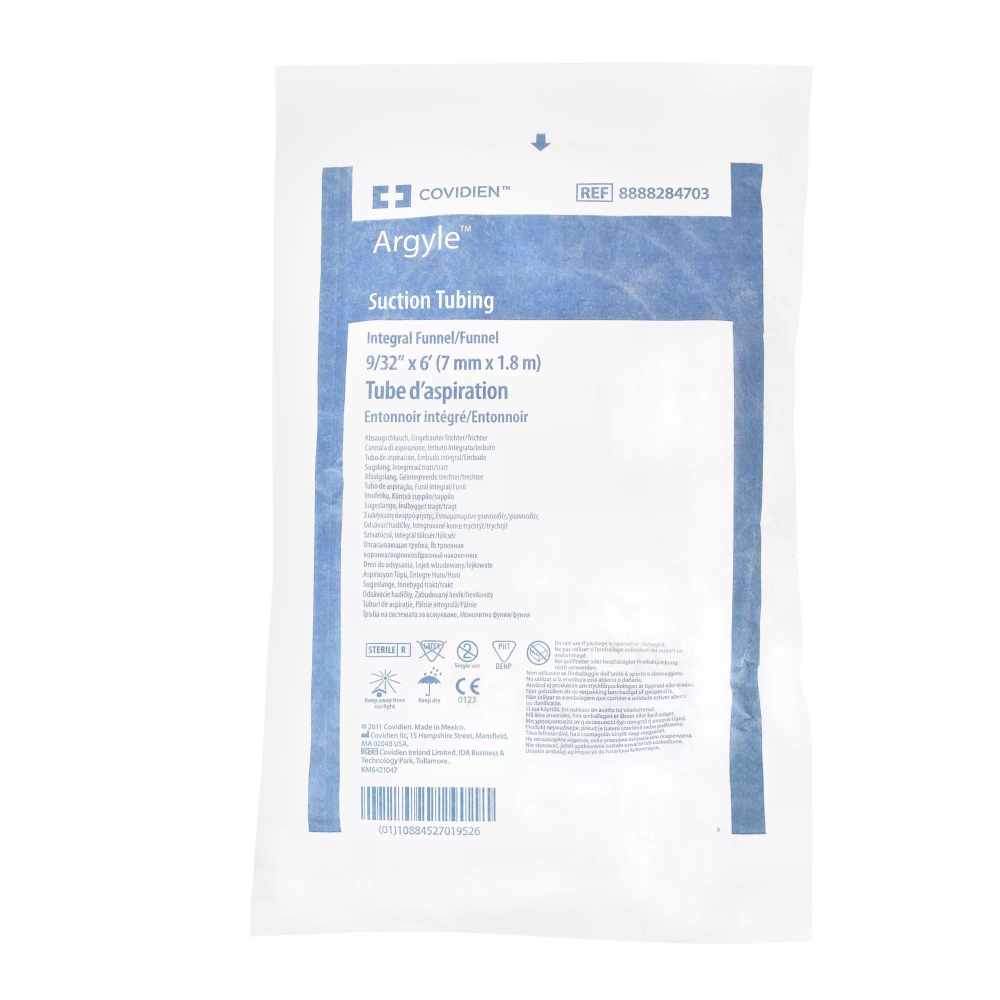 Cardinal - 8888284703 Suction Tubing Argyle® Clear 9/32 Inch I.D. 6 Foot Length Non-Conductive Plastic Sterile