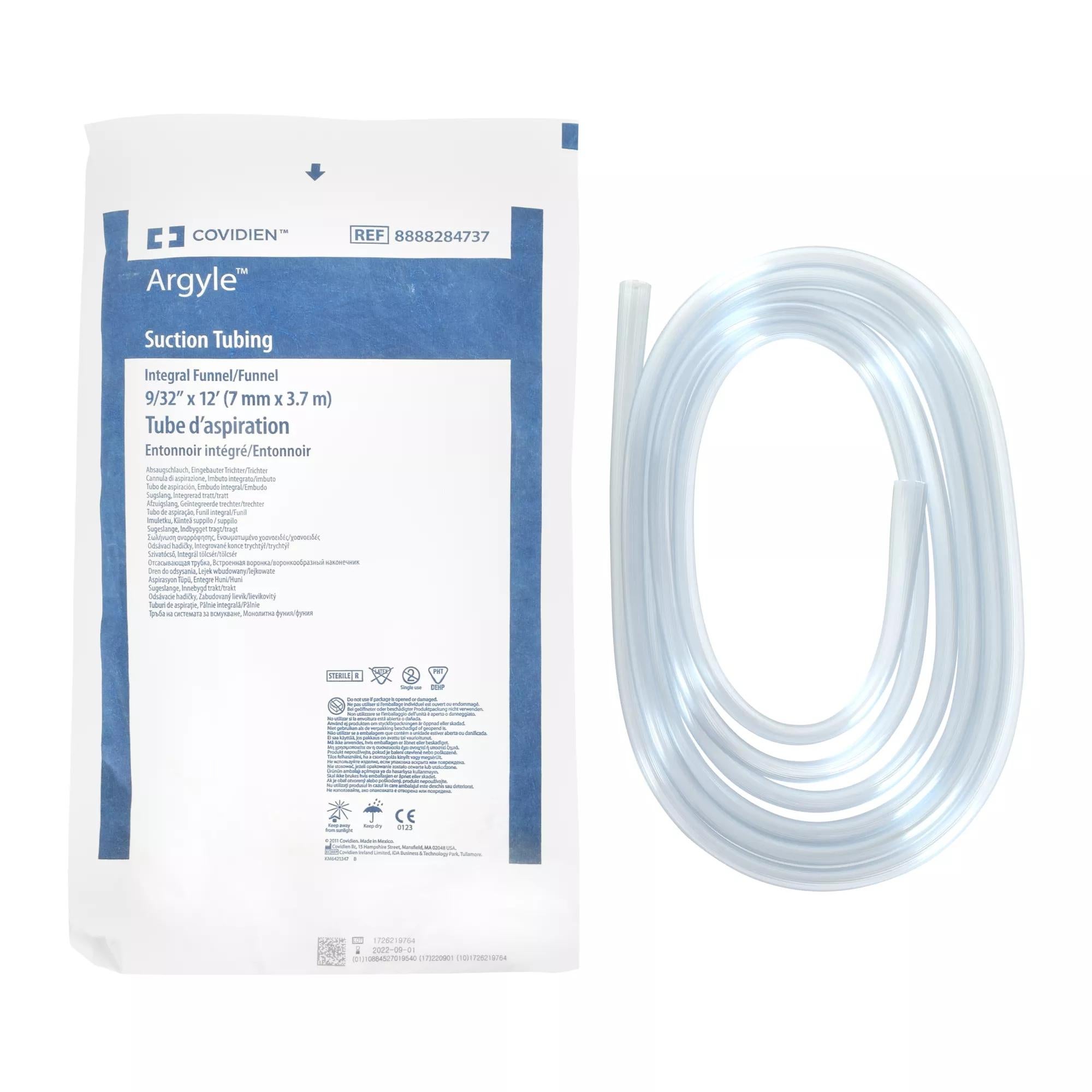 Cardinal - 8888284737 Suction Tubing Argyle® Clear 9/32 Inch I.D. 12 Foot Length Non-Conductive Plastic Sterile