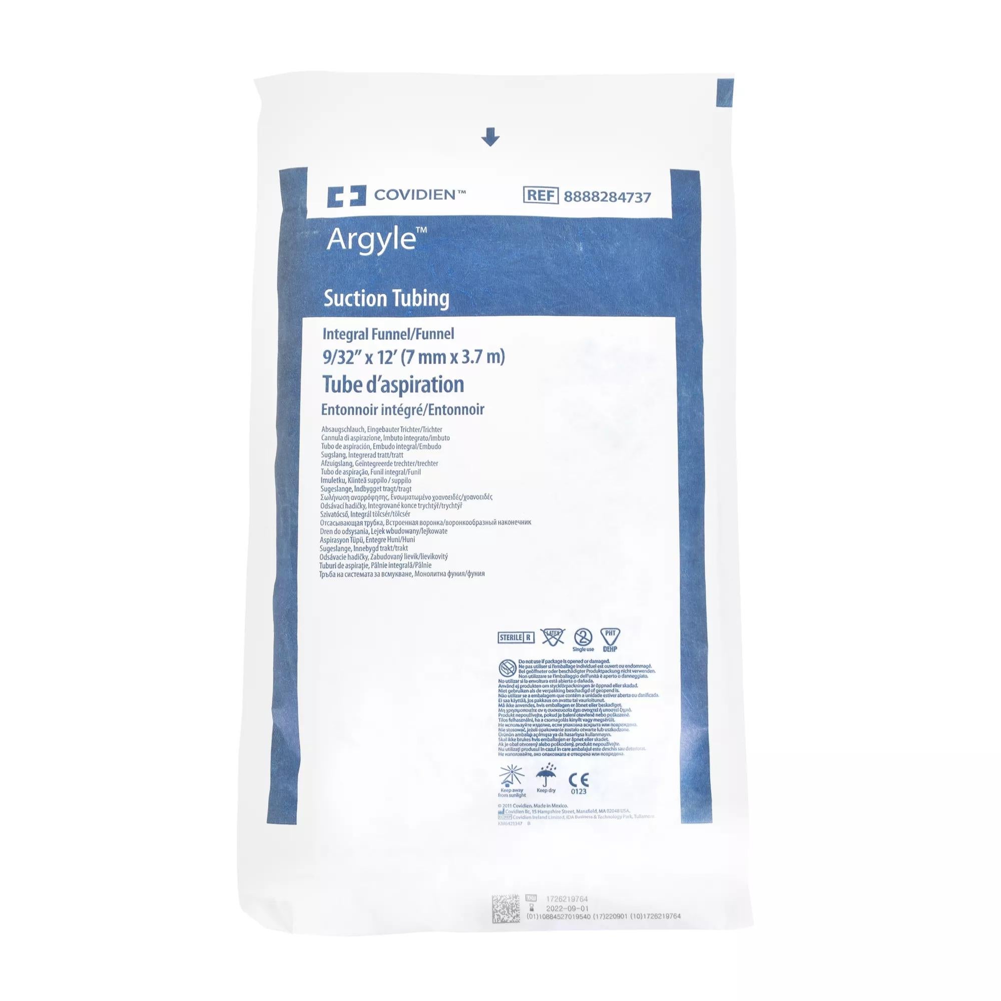 Cardinal - 8888284737 Suction Tubing Argyle® Clear 9/32 Inch I.D. 12 Foot Length Non-Conductive Plastic Sterile