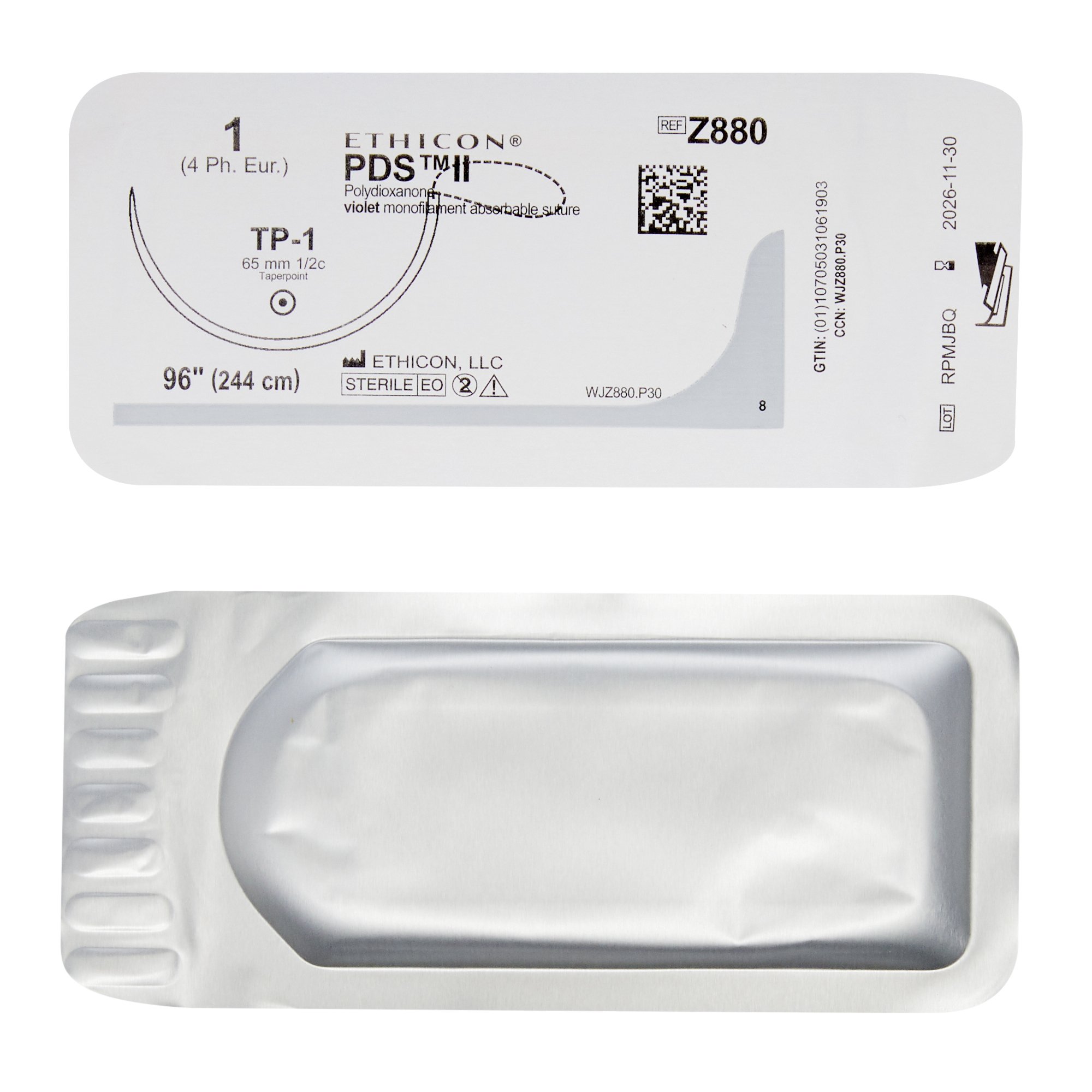 J & J Healthcare Systems Z880G - PDS™ II Suture with Needle - 12/Dozen, 12/Box