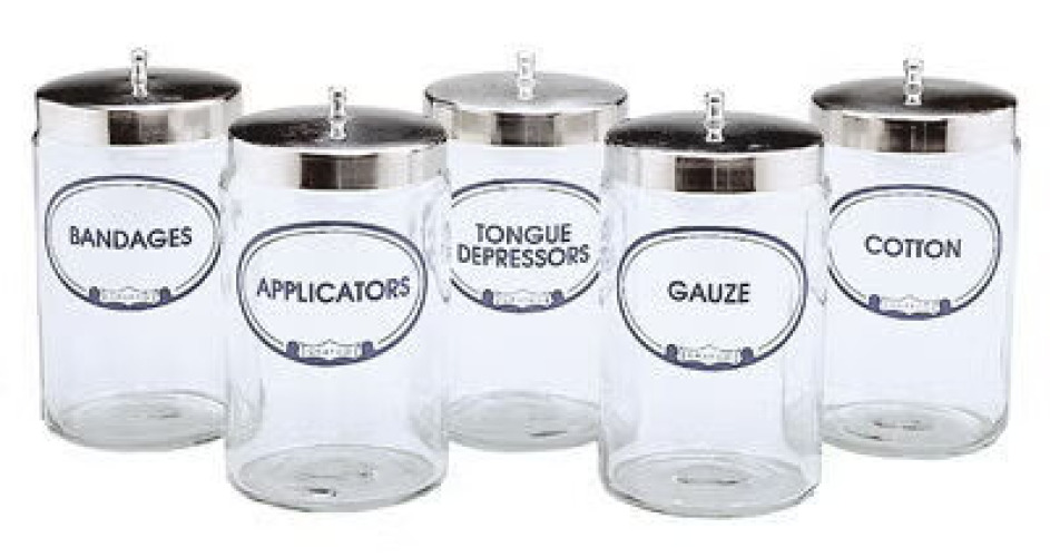 Graham-Field - 3454A T Sundry Jar Grafco® Glass Transparent Glass Jars, Polished Aluminum Cover 4.25 X 7 Inch