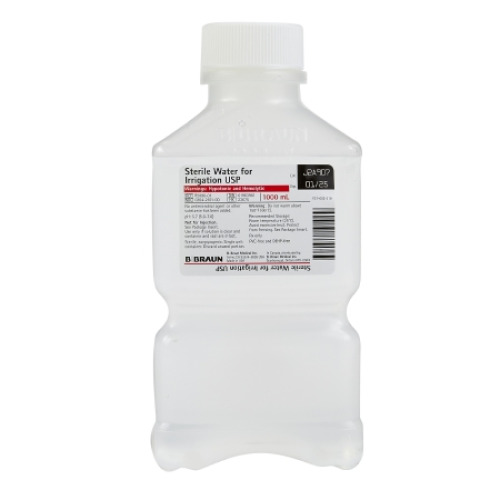 B Braun R5000-01 - Irrigation Solution Sterile Water for Irrigation Not for Injection Bottle 1,000 mL WATER STR, IRR SOL 1000ML - 16/CS