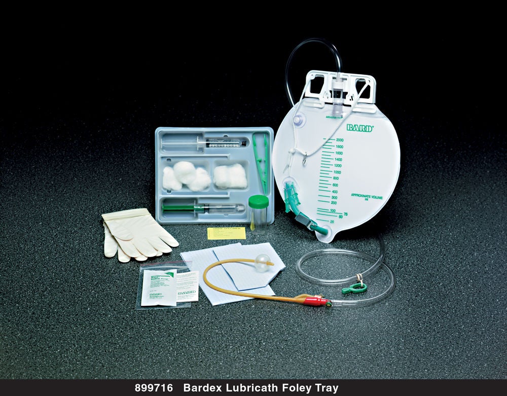 Bard - 899716 Indwelling Catheter Tray Bardex® Lubricath® Center Entry Foley 16 Fr. 5 cc Balloon Latex