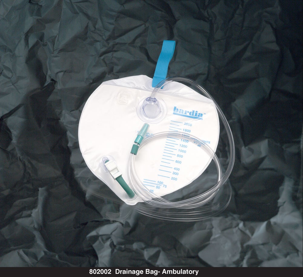 Bard - 802002 Urinary Drain Bag Bardia® Closed System Anti-Reflux Valve Sterile 2,000 mL Vinyl