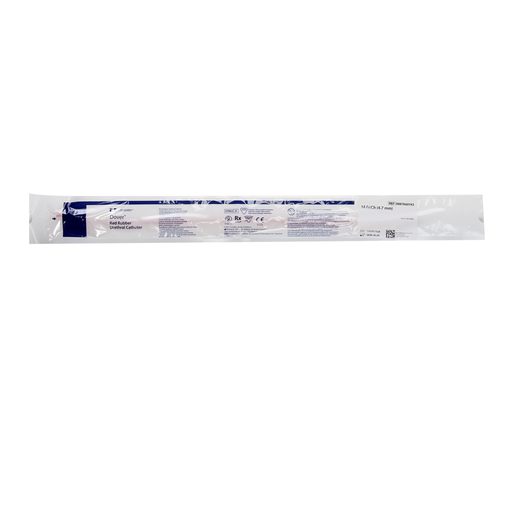 Cardinal - 8887660143 Dover™ Robinson Red Rubber Intermittent Catheter