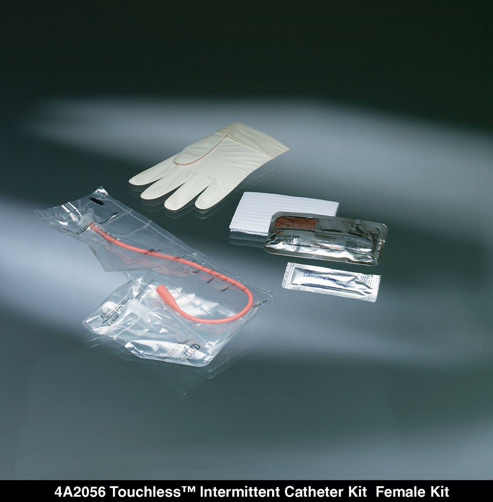 Bard - 4A3055 Intermittent Catheter Tray Touchless® Closed System / Female 14 Fr. Without Balloon Red Rubber