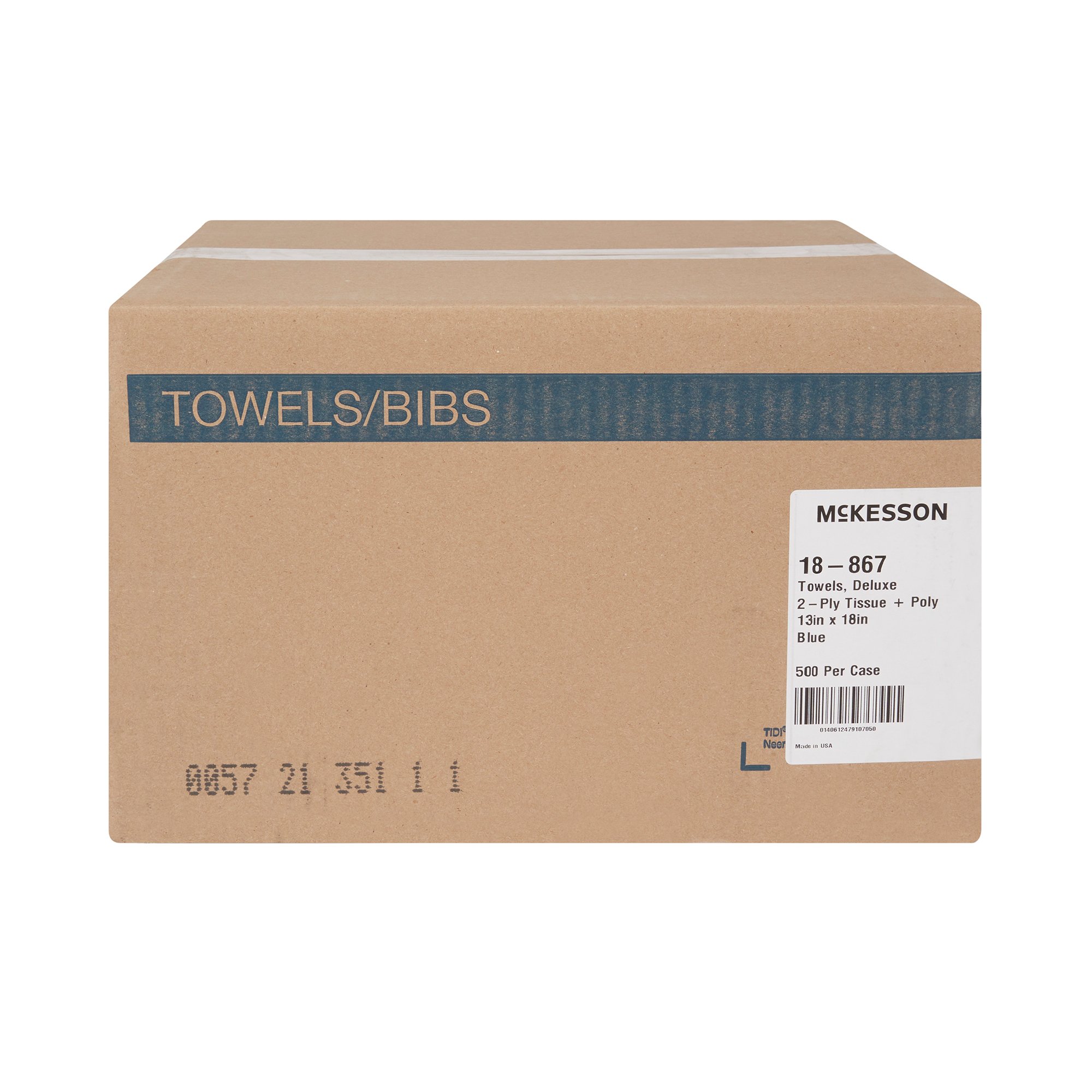 McKesson Brand 18-867 - McKesson Nonsterile Blue Procedure Towels, 13 x 18 Inch - 500/Case