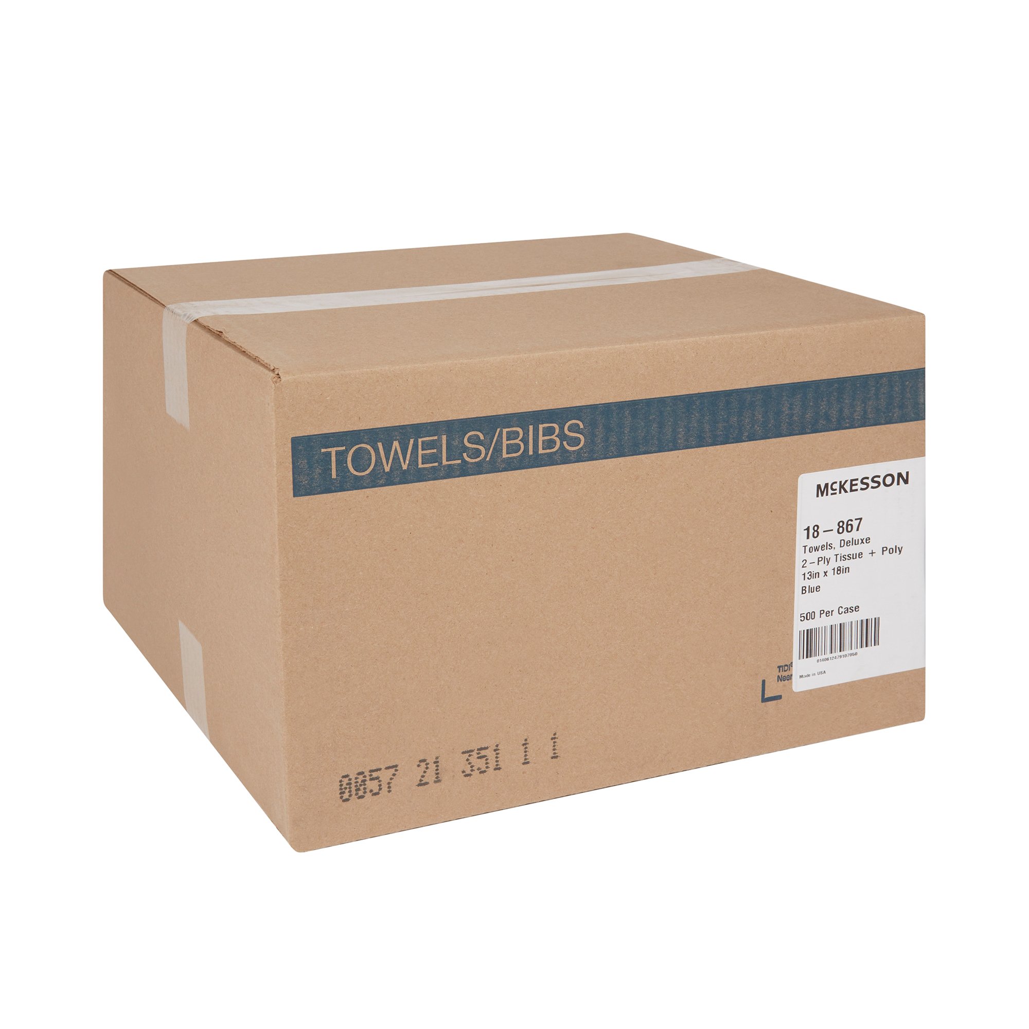 McKesson Brand 18-867 - McKesson Nonsterile Blue Procedure Towels, 13 x 18 Inch - 500/Case