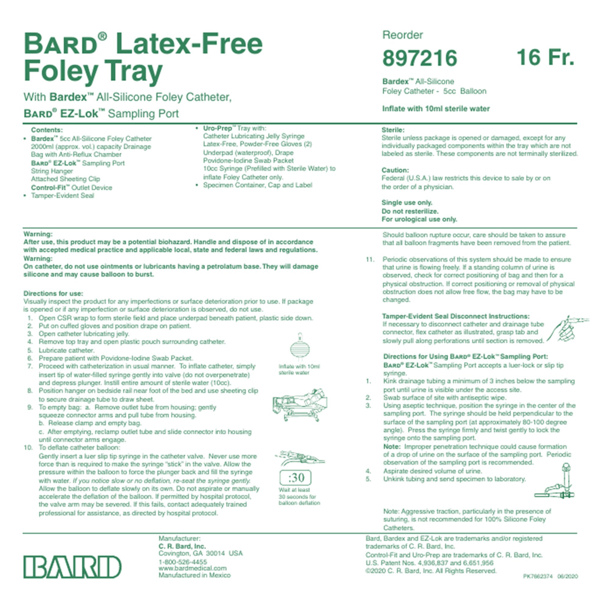 Bard - 897216 Bardia® Indwelling Catheter Tray