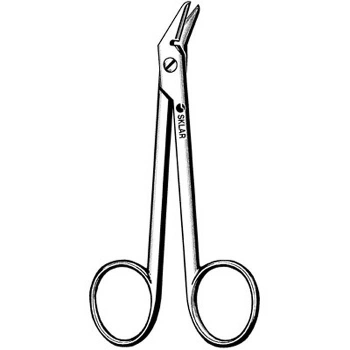 Sklar - 24-2342 Wire Cutting Scissors Sklar® 4-3/4 Inch Length OR / Surgical Grade German Stainless Steel NonSterile Finger Ring Handle Angled Sharp Tip / Sharp Tip