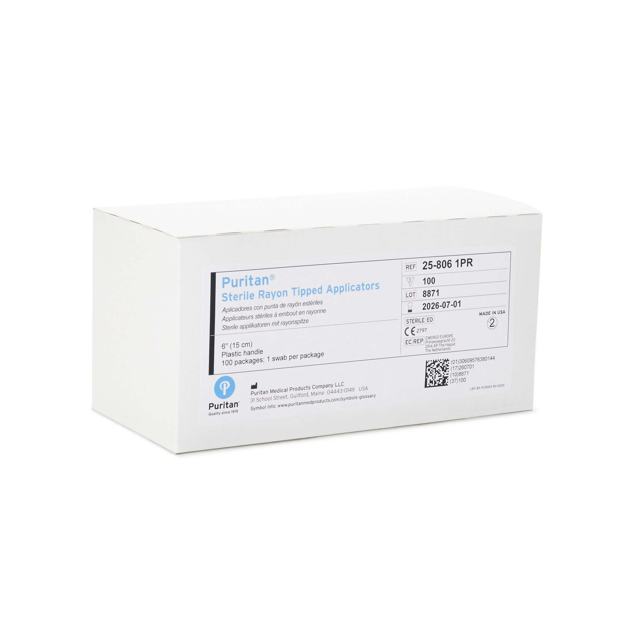Puritan Medical Products 25-806 1PR - Puritan® Specimen Collection Swab, 6-Inch Length - 100/Box, 1000/Case