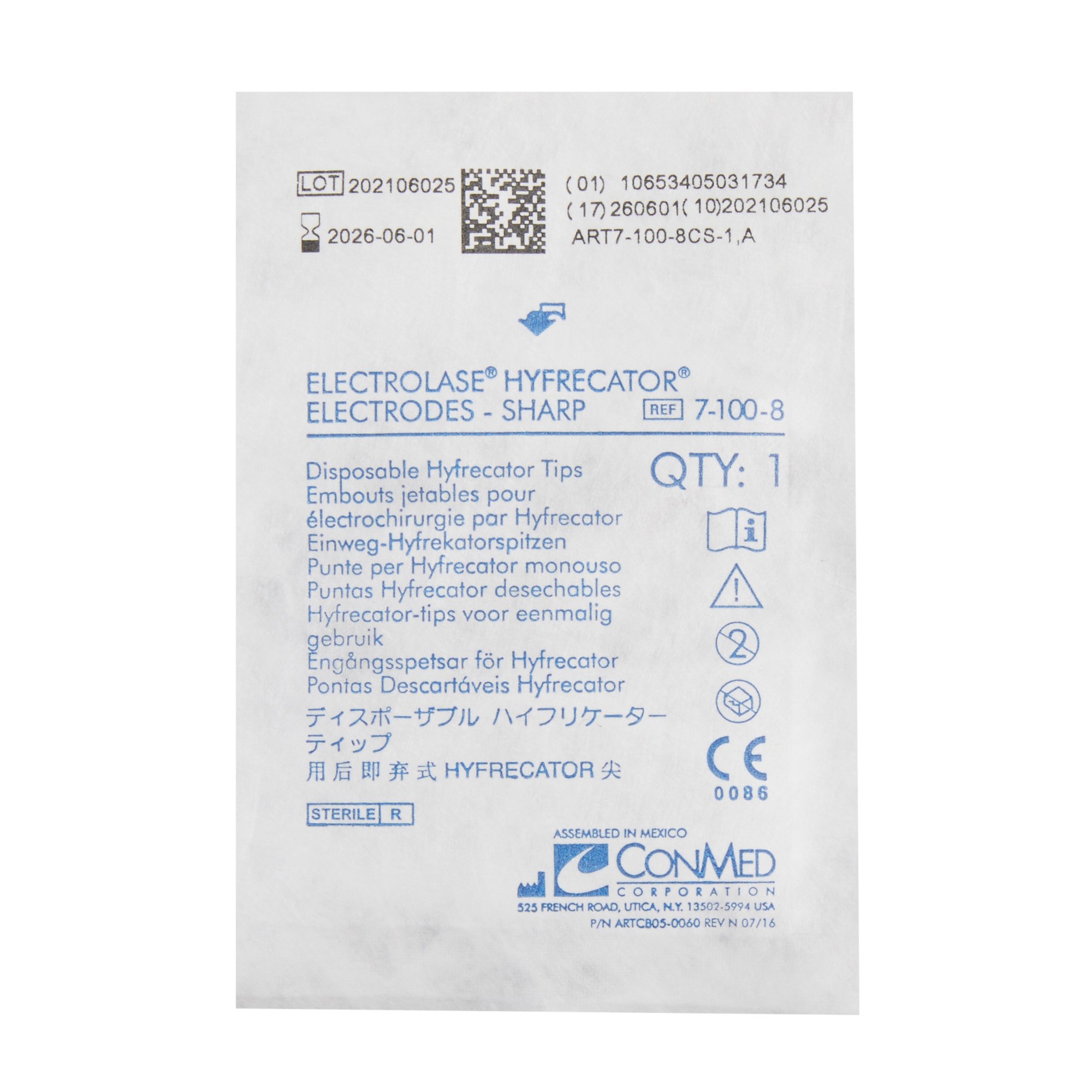 Conmed 7-100-8CS - Electrolase® Electrode - 50/Box, 600/Case