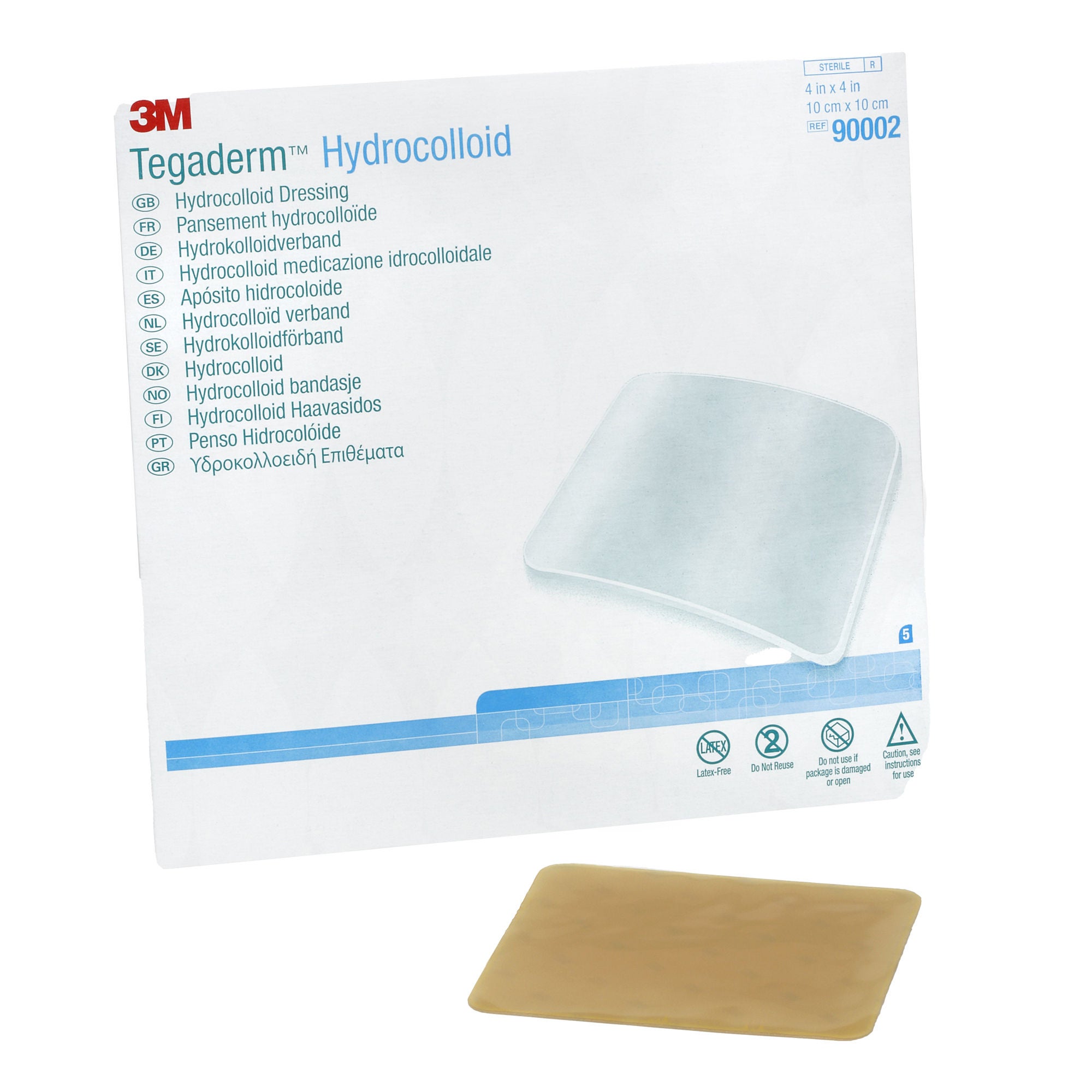 Solventum Corporation - 90002 Hydrocolloid Dressing 3M™ Tegaderm™ Water Resistant Film Backing 4 X 4 Inch Square Hydrocolloid / Film