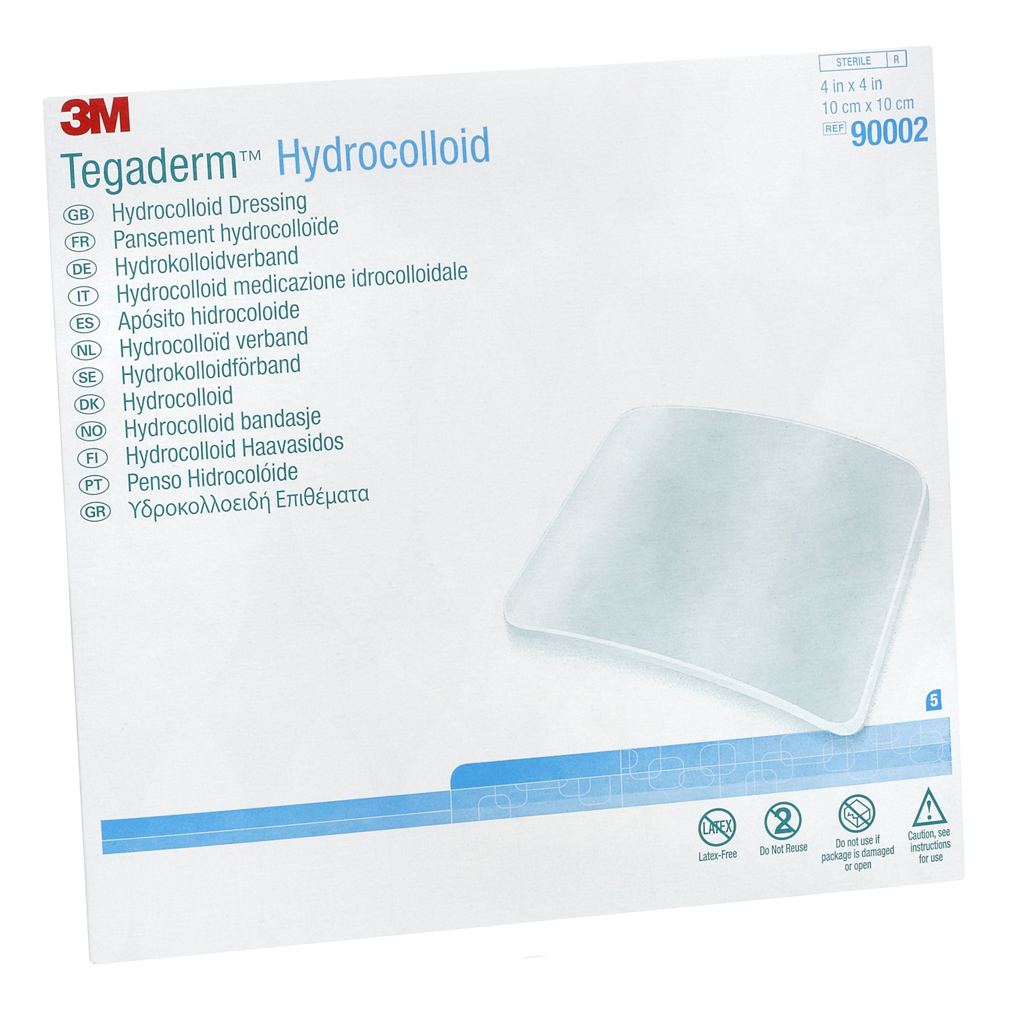 Solventum Corporation - 90002 Hydrocolloid Dressing 3M™ Tegaderm™ Water Resistant Film Backing 4 X 4 Inch Square Hydrocolloid / Film