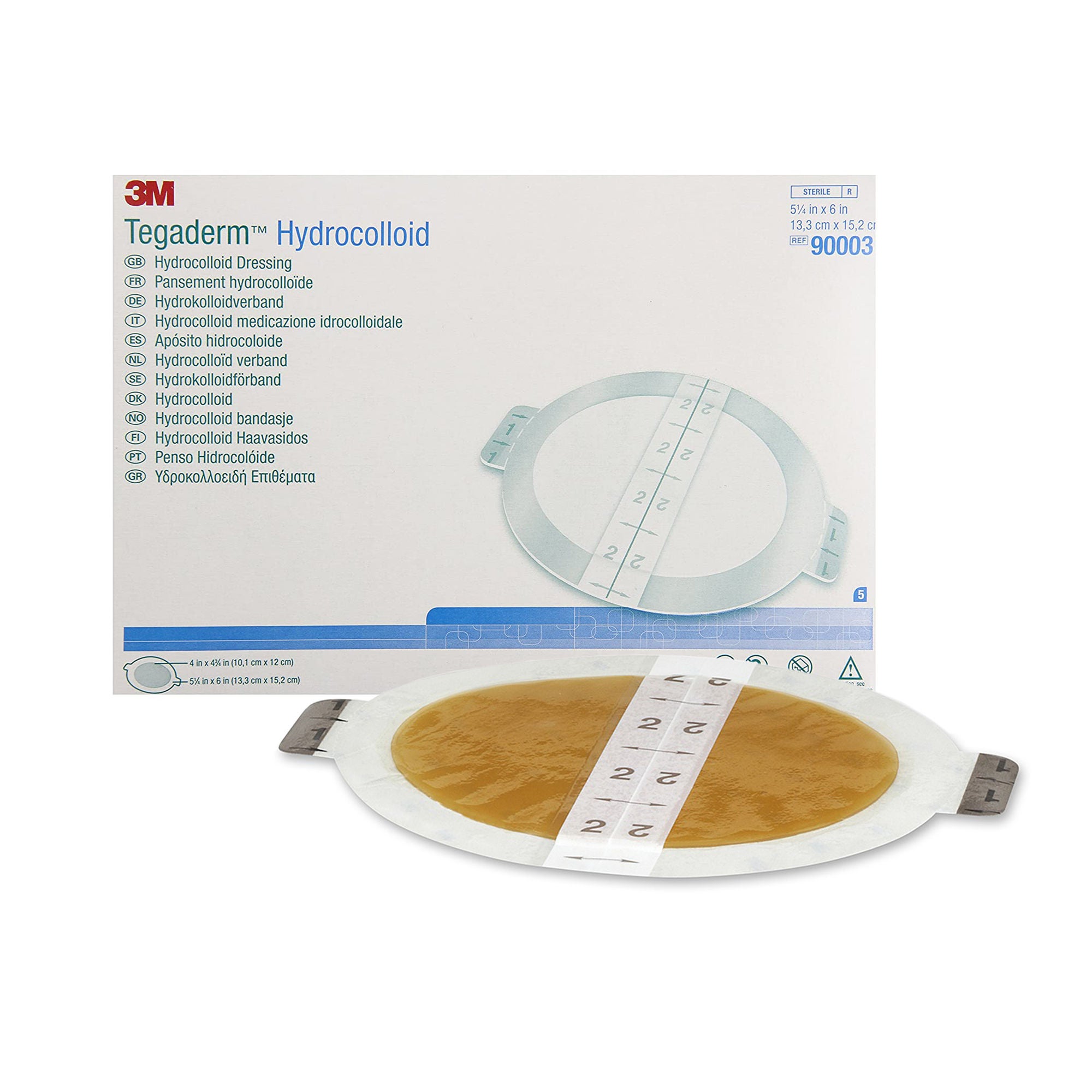 Solventum Corporation - 90003 Hydrocolloid Dressing 3M™ Tegaderm™ Film Backing 5-1/8 X 6 Inch Oval Hydrocolloid / Film