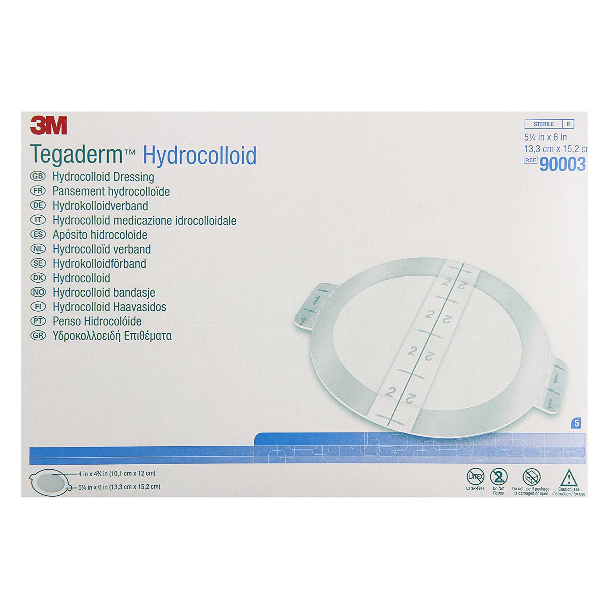 Solventum Corporation - 90003 Hydrocolloid Dressing 3M™ Tegaderm™ Film Backing 5-1/8 X 6 Inch Oval Hydrocolloid / Film