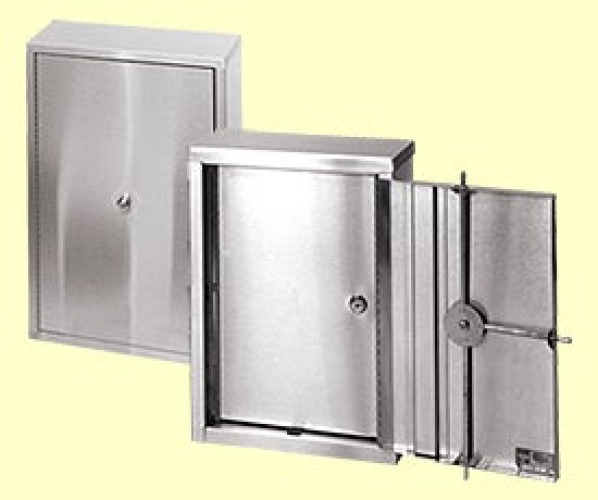 Omnimed - 181601 Narcotic Cabinet Beam® Wall Mount Stainless Steel Without Drawers 2 Shelves Triple Wafer Lock