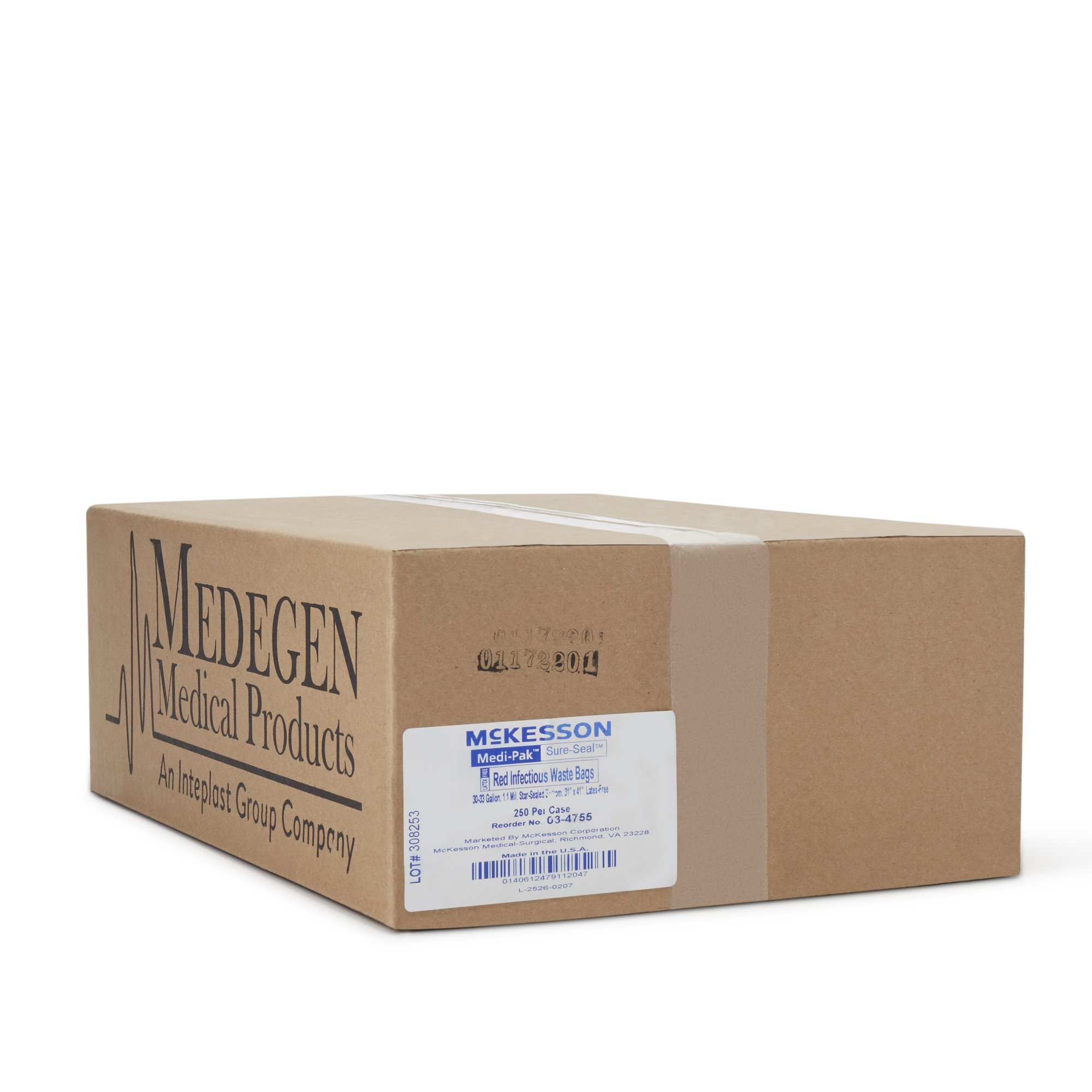 McKesson Brand 03-4755 - McKesson Infectious Waste Bag, 30 – 33 Gallon Capacity, 31 x 41 Inch - 250/Case