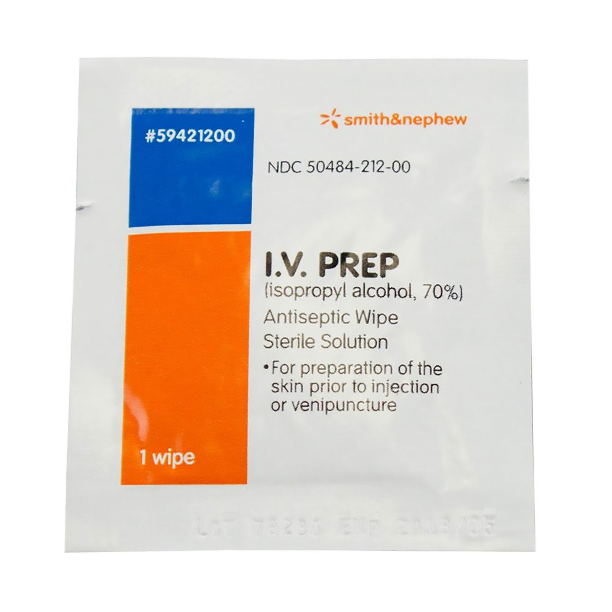 Smith & Nephew 59421200 - IV PREP™ 70% Isopropyl Alcohol Antiseptic Wipes - 1/Each, 50/Box, 1000/Case