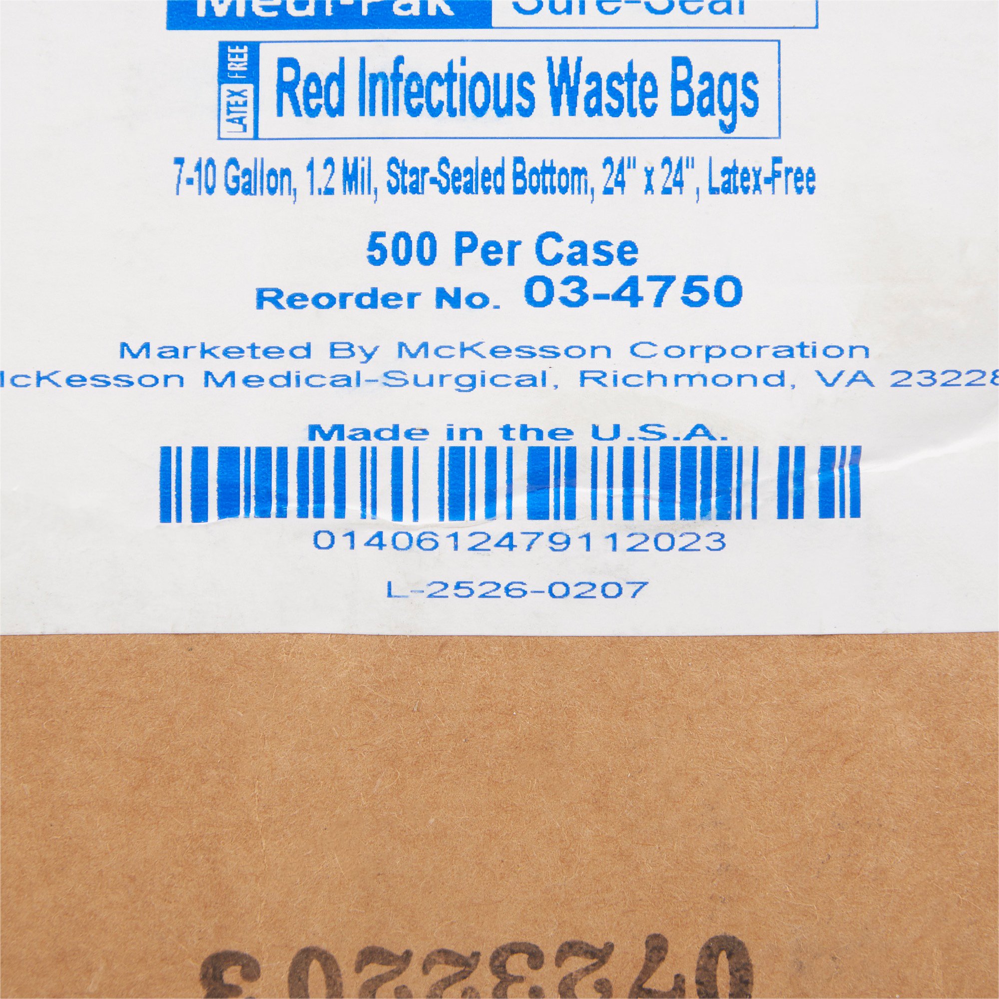 McKesson Brand 03-4750 - McKesson Biohazard Waste Bag, Red, 7 – 10 gallon Capacity, 24 x 24 Inch - 500/Case