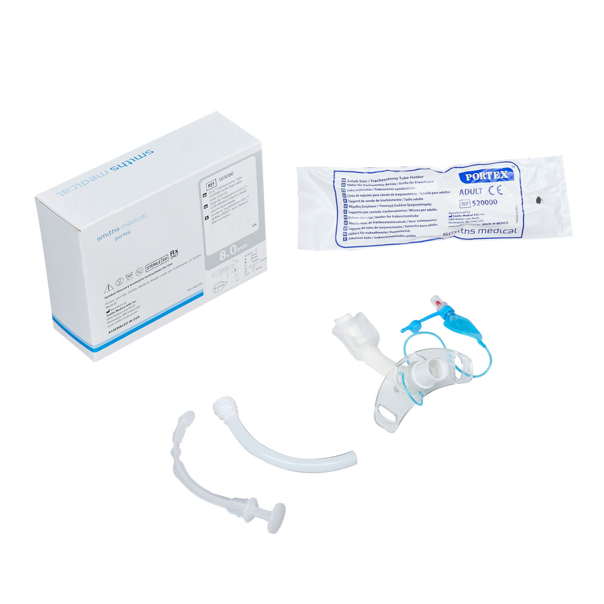 ICU Medical FKA Smiths Medical - 503080 Cuffed Tracheostomy Tube Portex® D.I.C.® Size 8.0 Adult